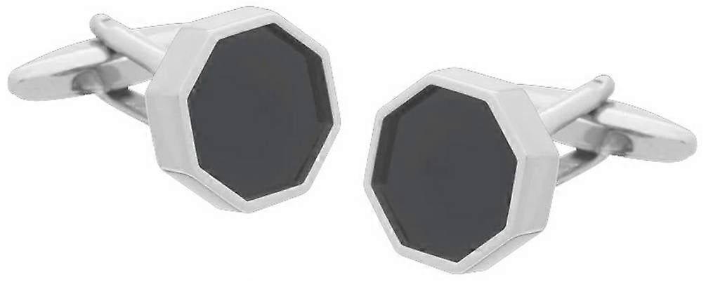 David Van Hagen Onyx Octagonal Cufflinks - Black/Silver