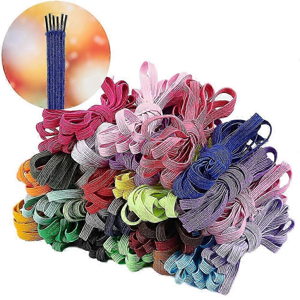 1Set Elastic Cord with Polyester Outside and Rubber Inside Mixed Color 6mm 28colors 2m/color 56m/set DIY 25-26