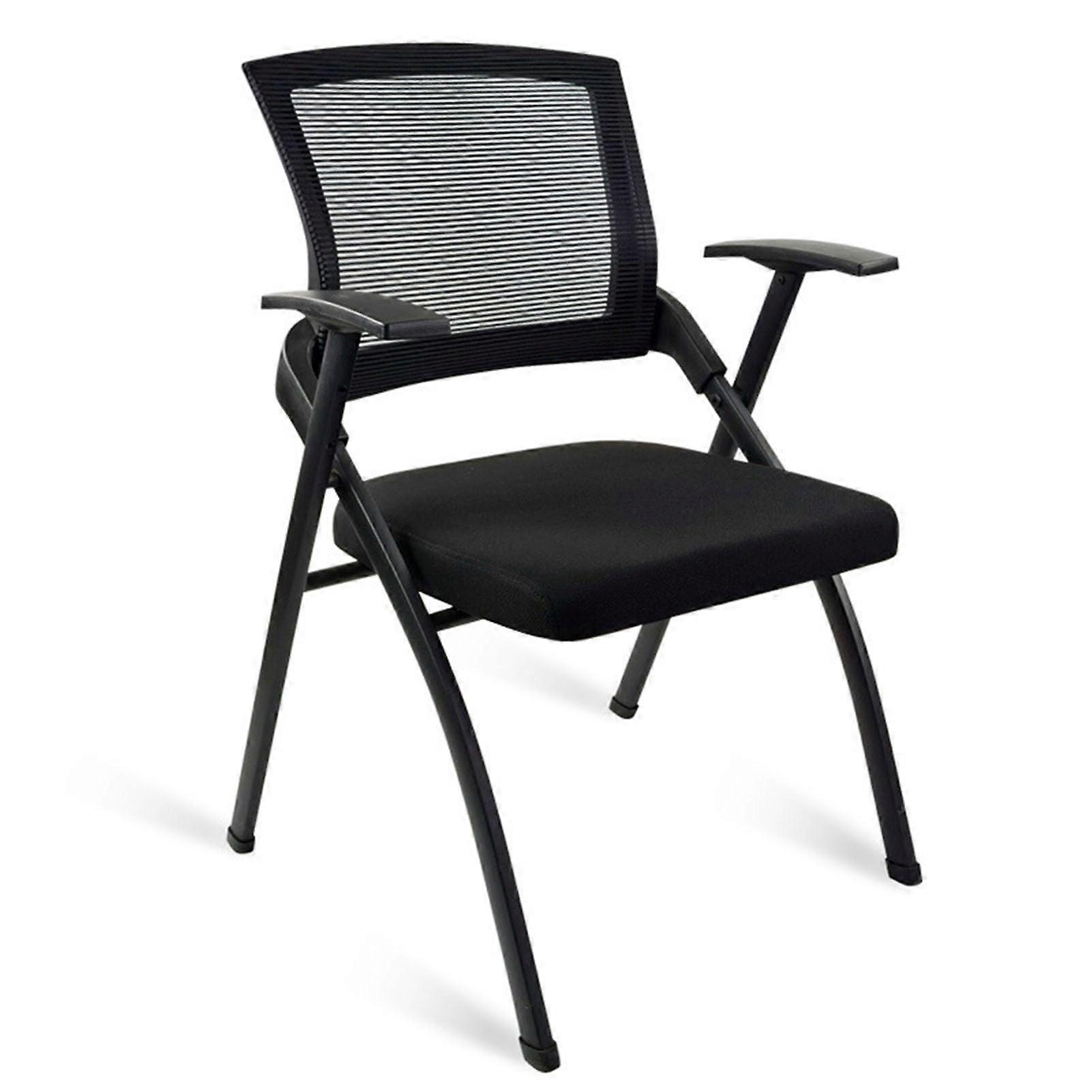 Modern Tablet Arm Chair With Caster Wheels For Home Office Waiting Rooms Nesting Stacking, Mesh Backrest, Thick Cushion