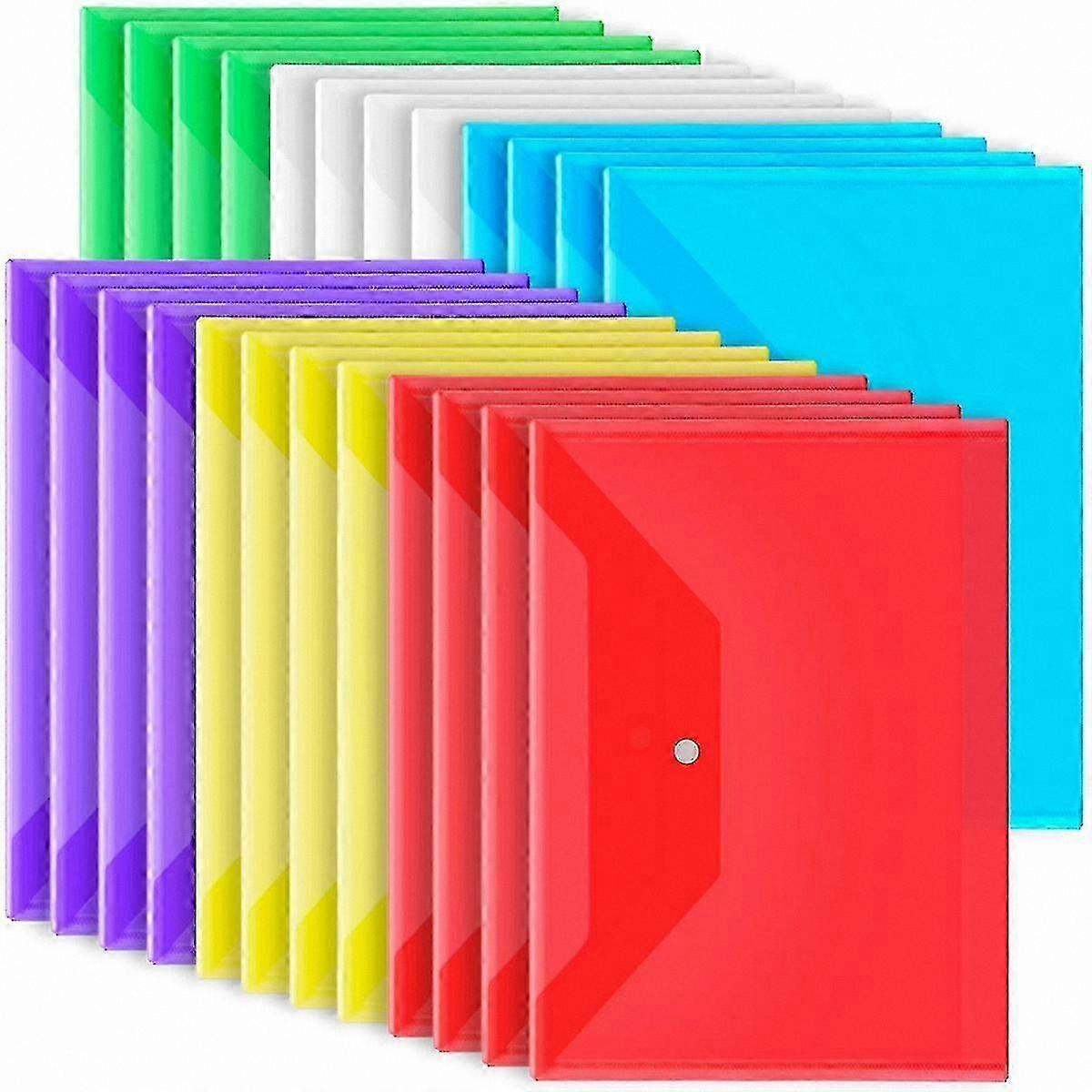 A4 Document Holders with Snap Closure, 24 Pack Clear Plastic Envelopes for Files and Papers Organization