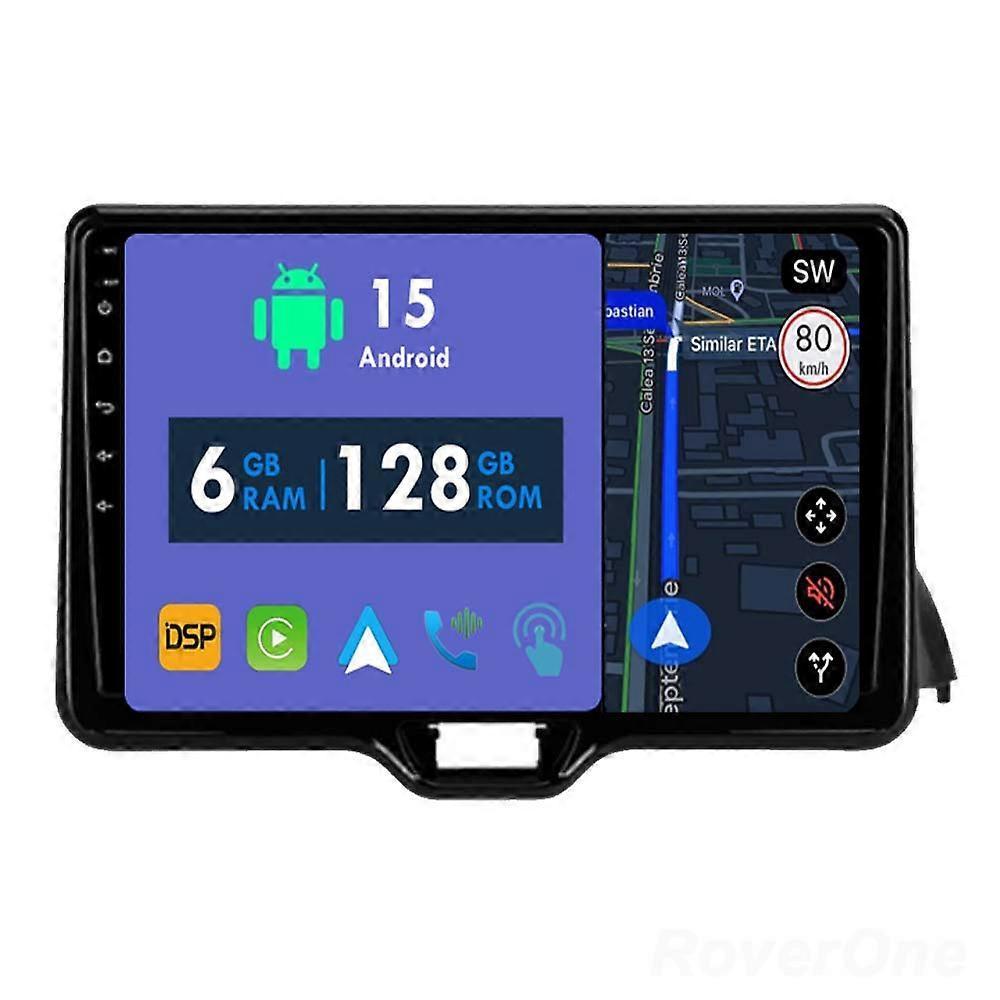 Car Radio 6G+128G CarPlay GPS Navigation Head Unit for Toyota Yaris Vios 2020 - 2023 Android Auto Bluetooth Stereo Touch Screen