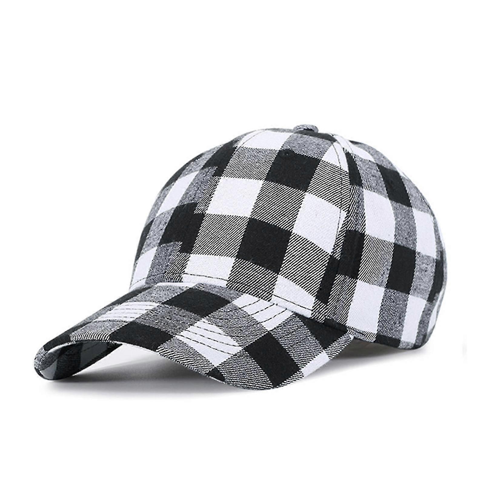 Plaid Print Baseball Cap réglable Coton Doux Mode Classique Noir & Rouge à carreaux