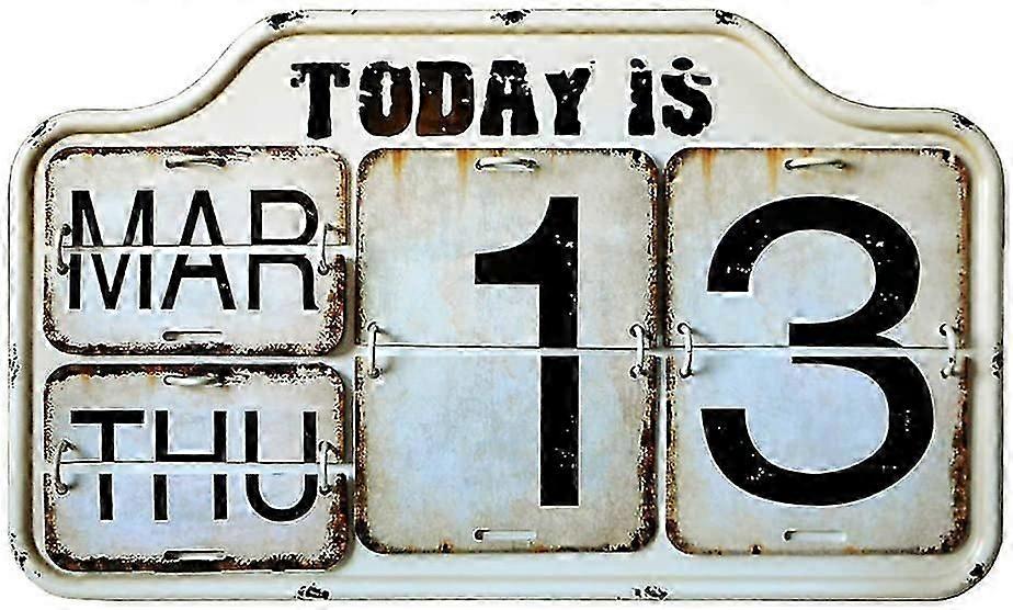 ぼろぼろのシックなメタルパーペチュアルフリップカレンダーパーマネントカレンダースクエアシェイプユーズド仕上げ壁掛け-複製アンティーク