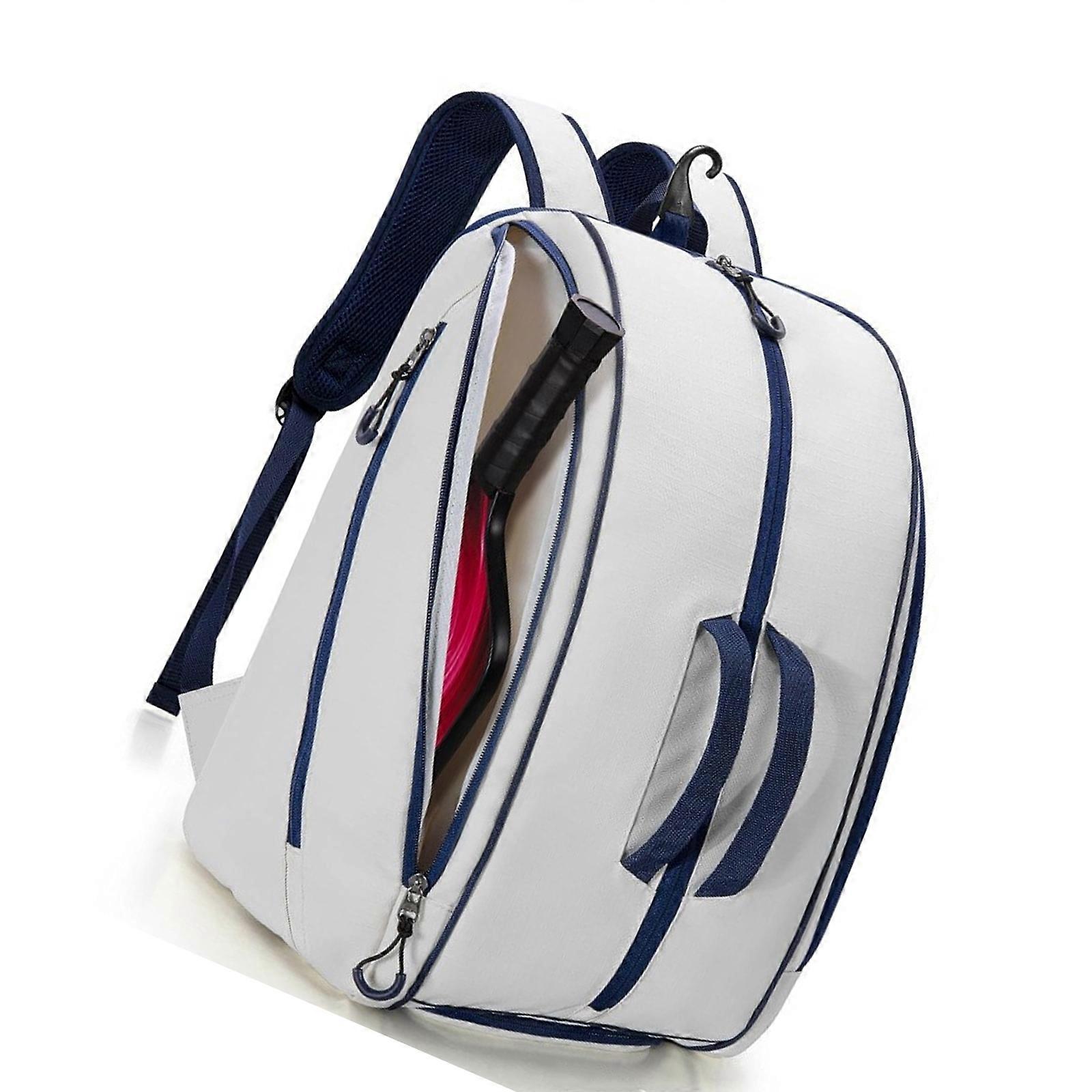 Pickle Ball Backpack with Protective Compartments Breathable Shoulder Strap, High Capacity Pickle Ball Paddle Organizer  White