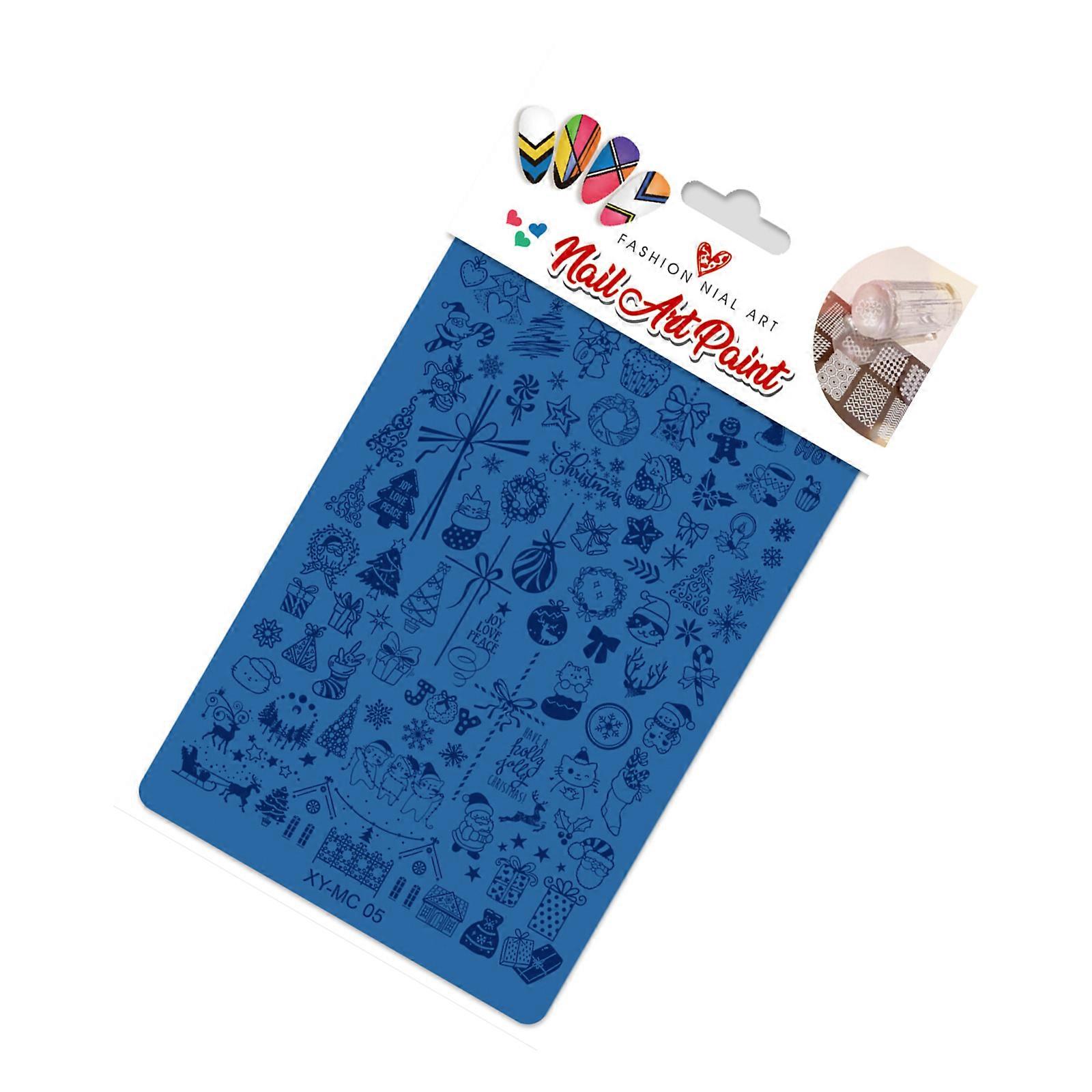 Christmas Nail Art Stencil Set Metal Etching Plate For Precise Holiday Pattern Application Multicolor