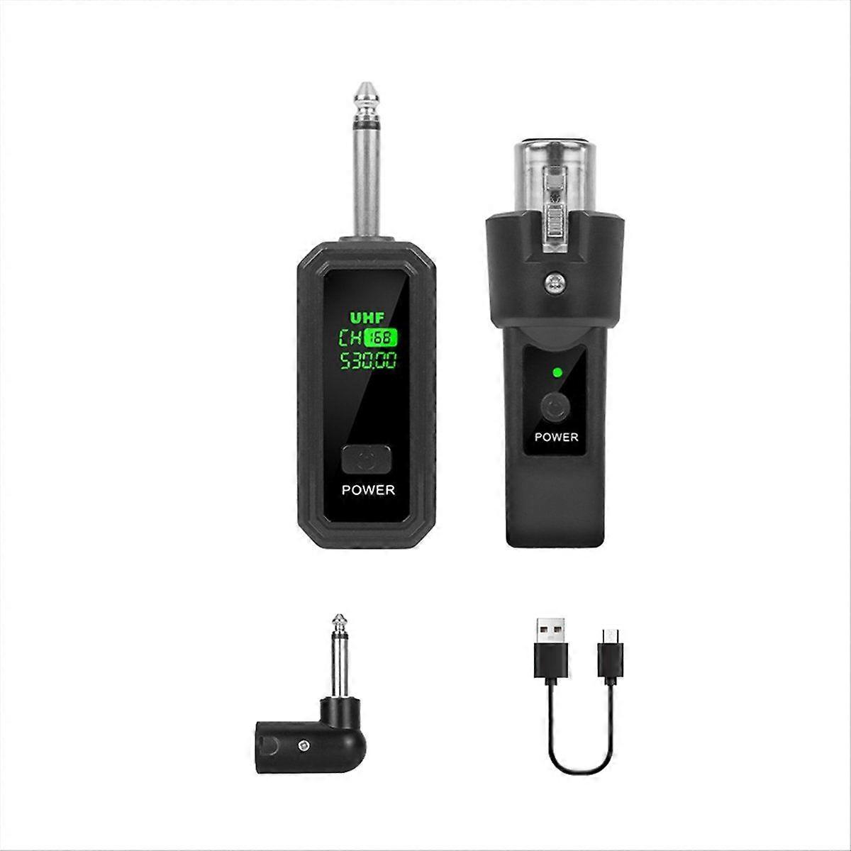 6.35mm UHF Wireless Microphone Adapter XLR Transmitter and Receiver for Dynamic Microphone Guitar A