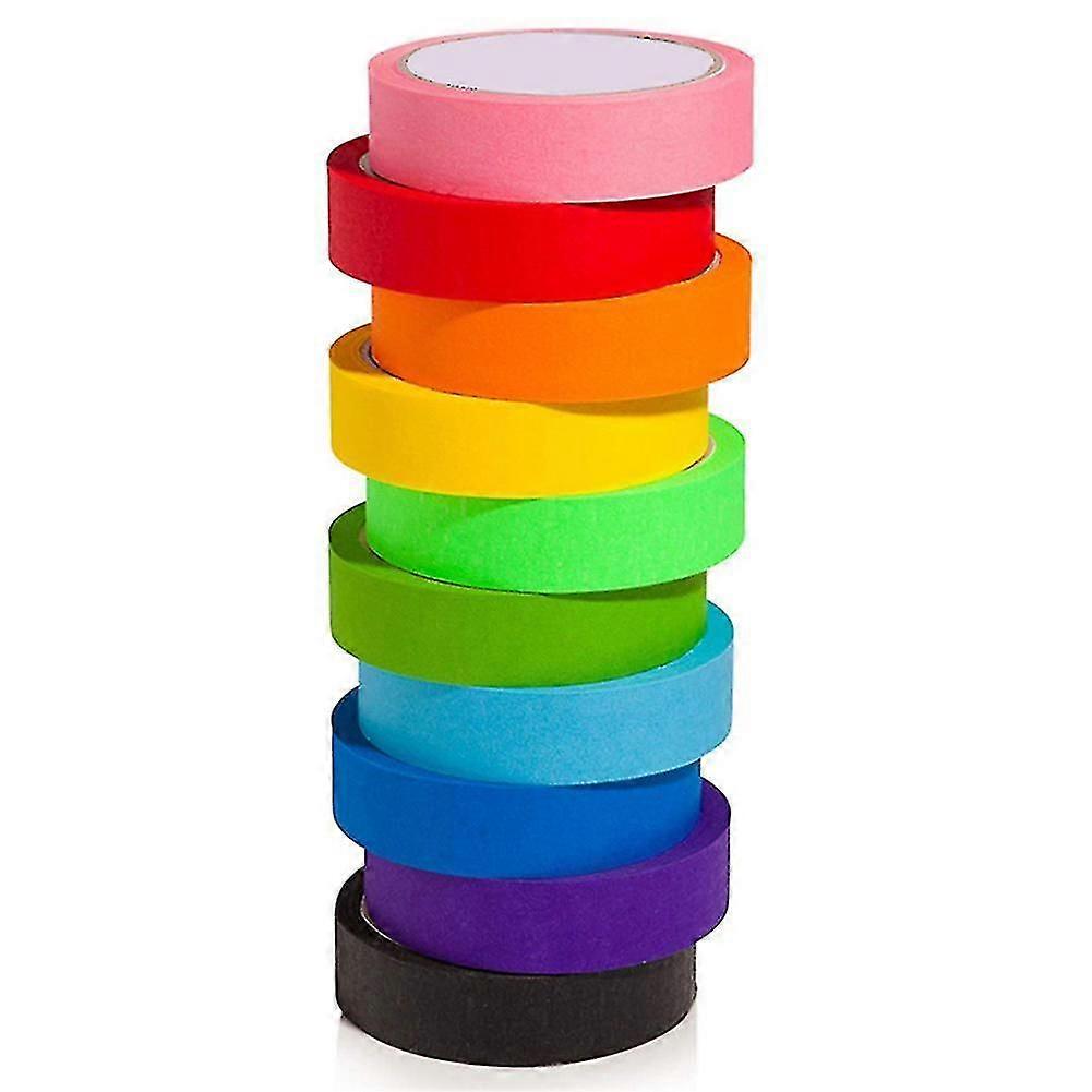 10 Pcs Of  20m Colored Masking Tape Rainbow Color Easy Tear Home Decoration Random Color A