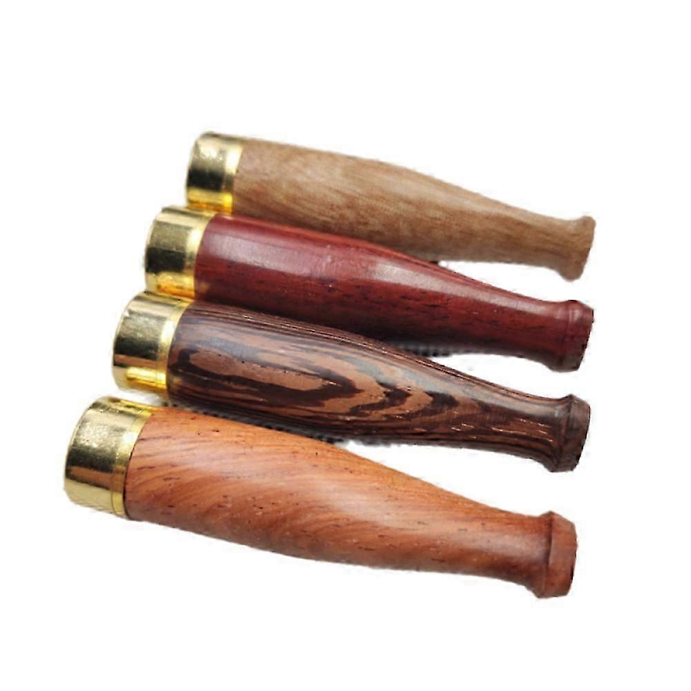 4-Piece Reusable Wooden Cigarette Holder Set Handmade from Natural Wood with Metal Interface_yyc
