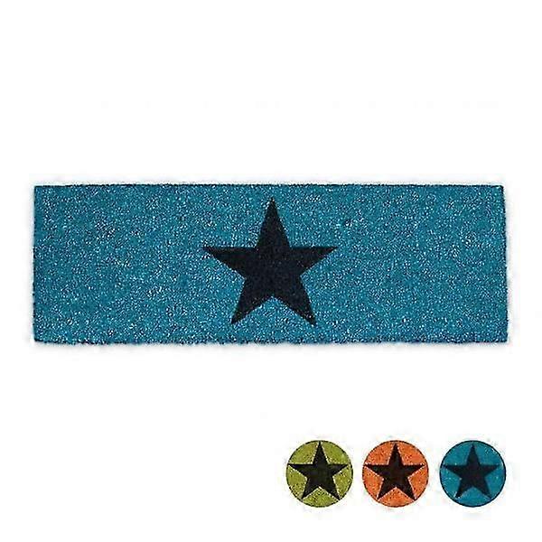 Coir doormat, slim, star design.