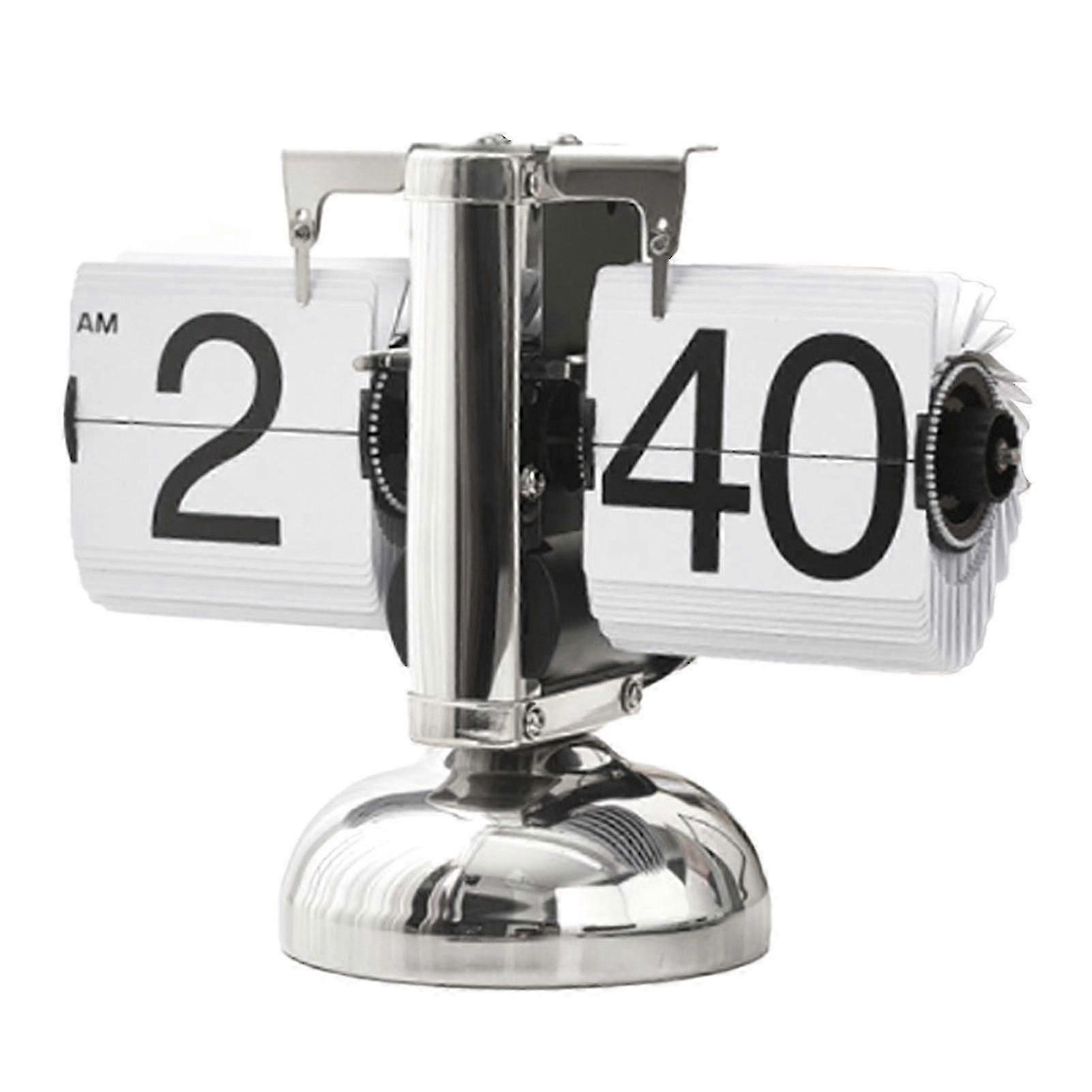 Digital Flip Down Clock Retro Minimalist Single Foot Mechanical Auto Flip Clock Desk Clock for Home Livingroom White hwy SH