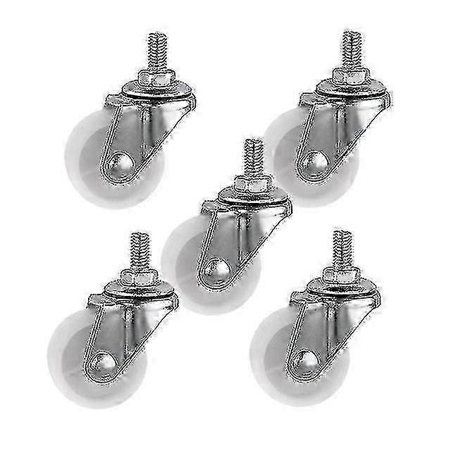 5 Pcs/lot Casters 1.5 Inch White Pp Screw Universal M6 Thread Roller Diameter 4cm Display Frame Wheel TOP