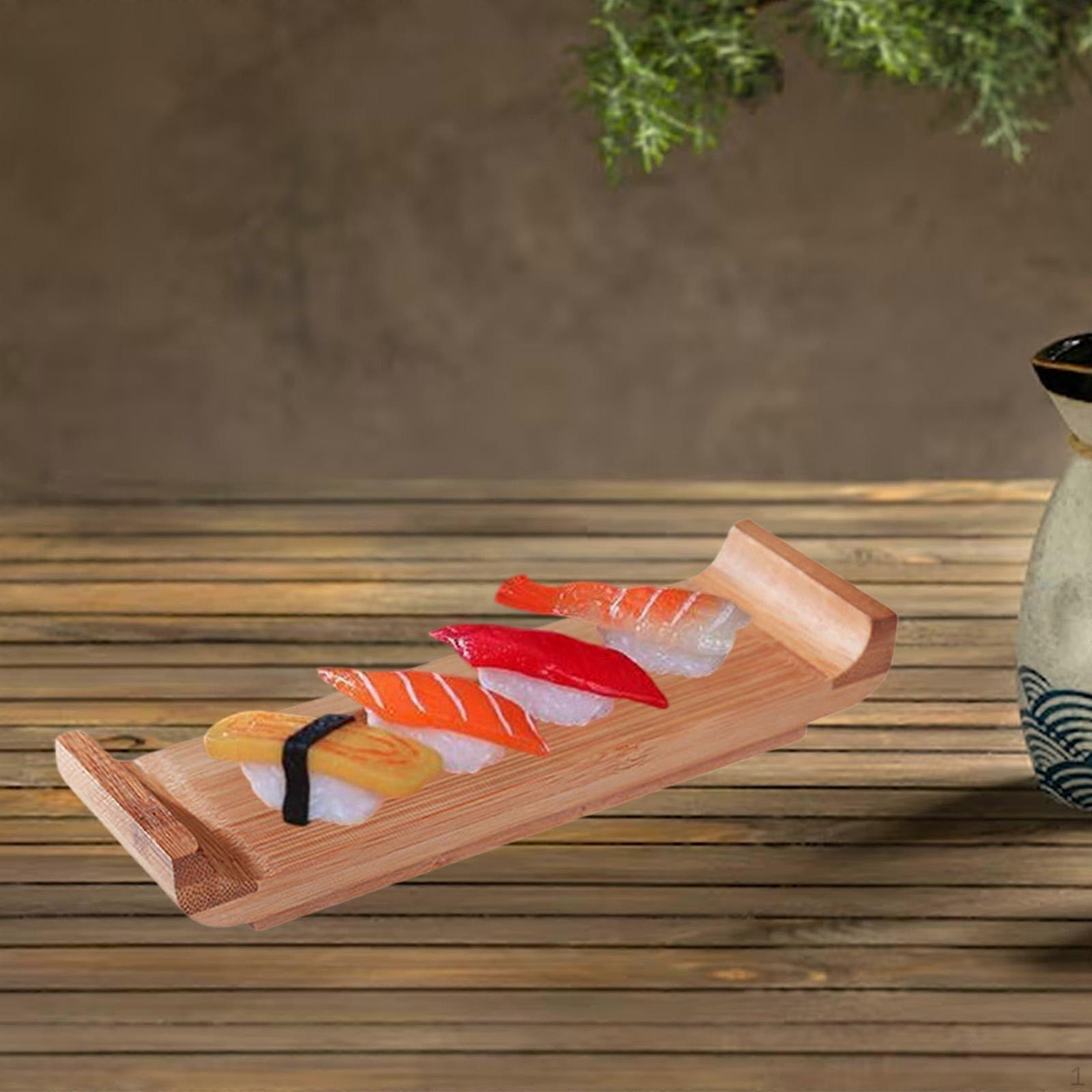 Bamboo Platter for Sashimi and Sushi, Rectangle Serving Tray Dining