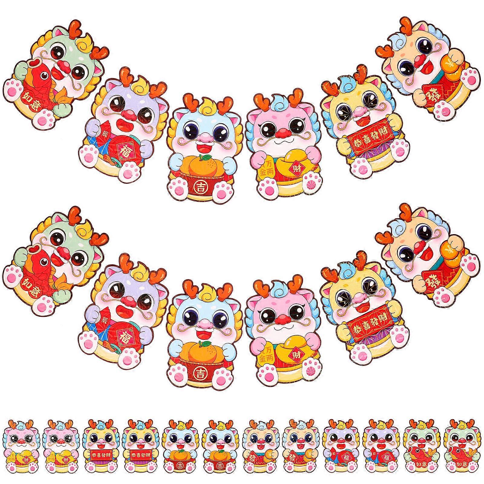 Cartoon Red Envelopes Paper New Year Red Packets with Dragon Pattern 60Pcs