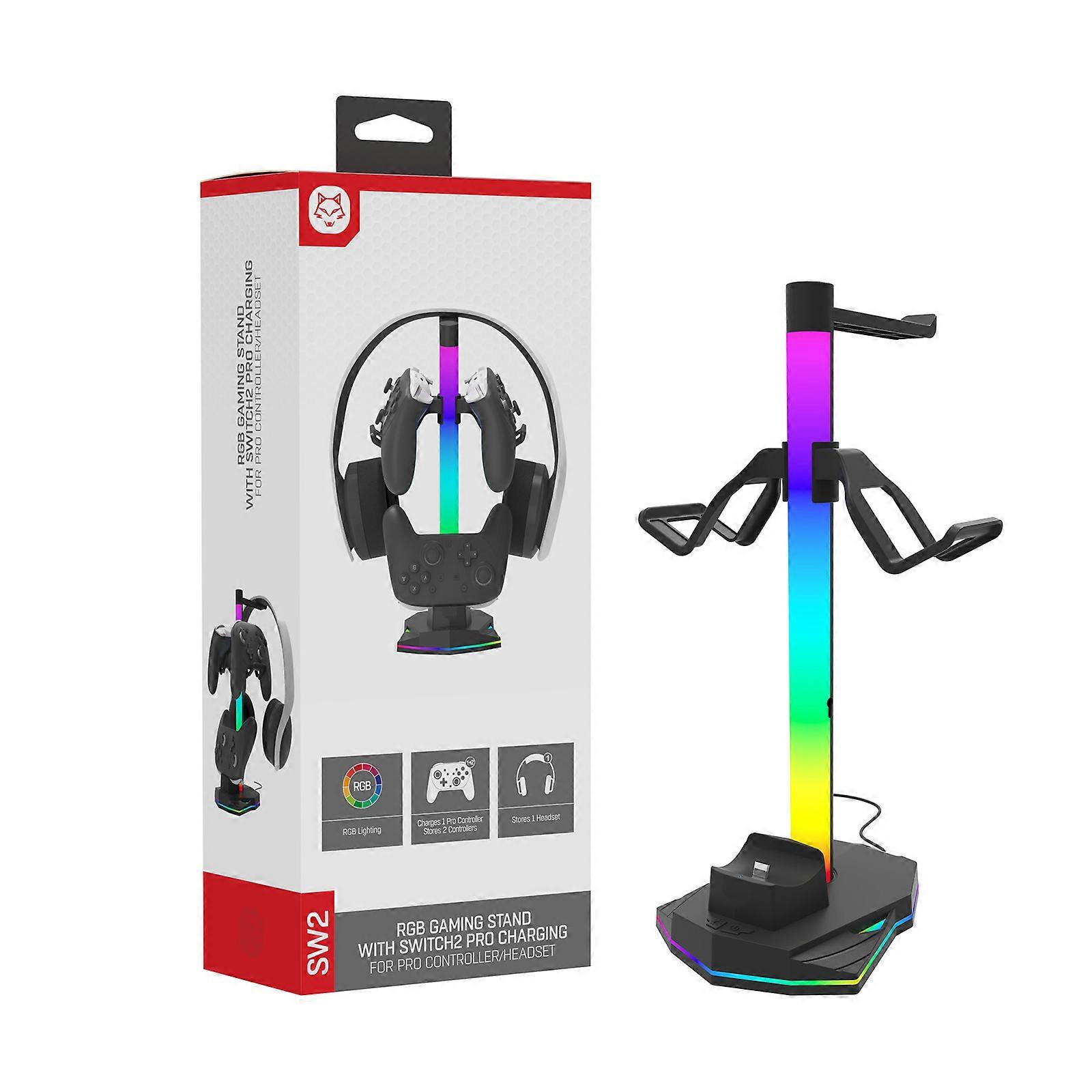 Gaming Accessory for NS2 Controller Charging Station with Headphone Holder Charging Stand Base Multifunction Multicolor
