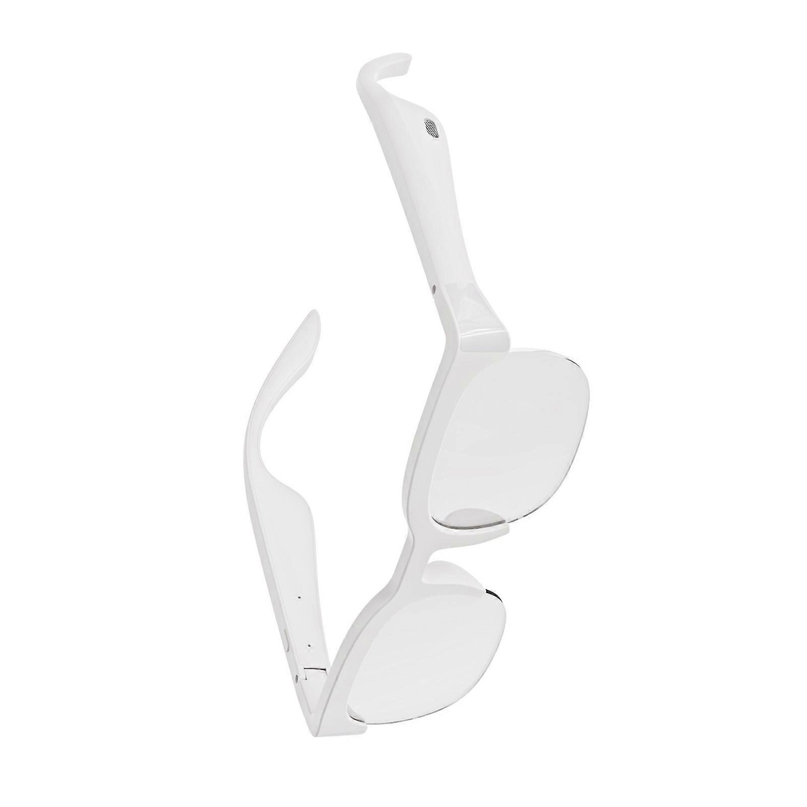 INTELLIGENCE Transcriber Intelligent Glasses Broadcast Glasses Double Speakers Grasps Complimentary Calls 5H Battery Fast USB CREATE Charging  White