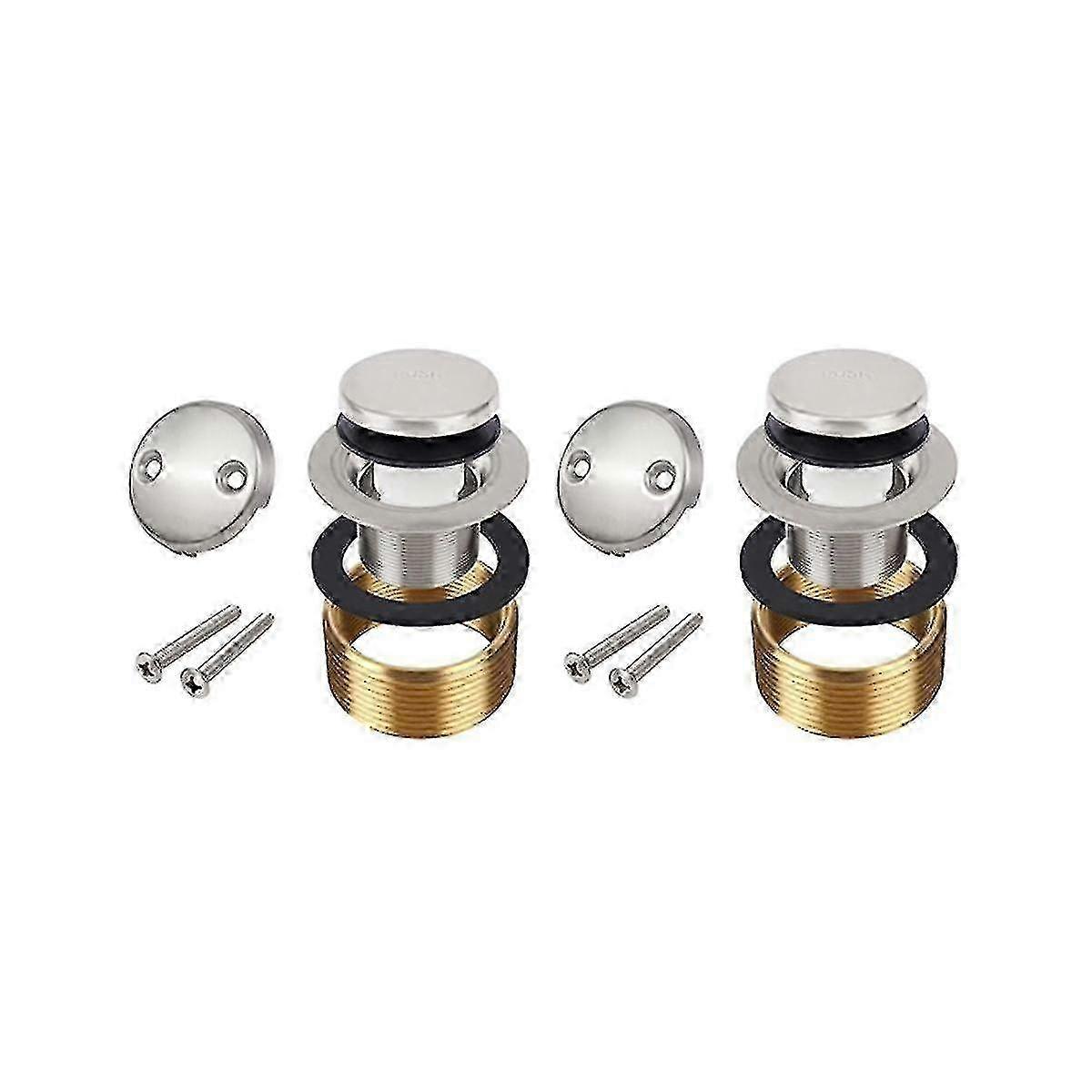 Odor Resistant Tub Drain Tub Plug Trim Kit with Dual Hole Overflow Panel Replacement Tub Drain Kit w