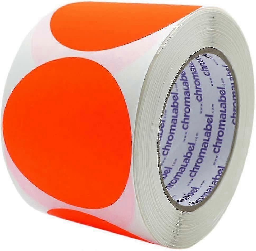 Fluorescent Red*orange Label 2 Inch Round Removable Color-code Dot Stickers  500 Per Roll