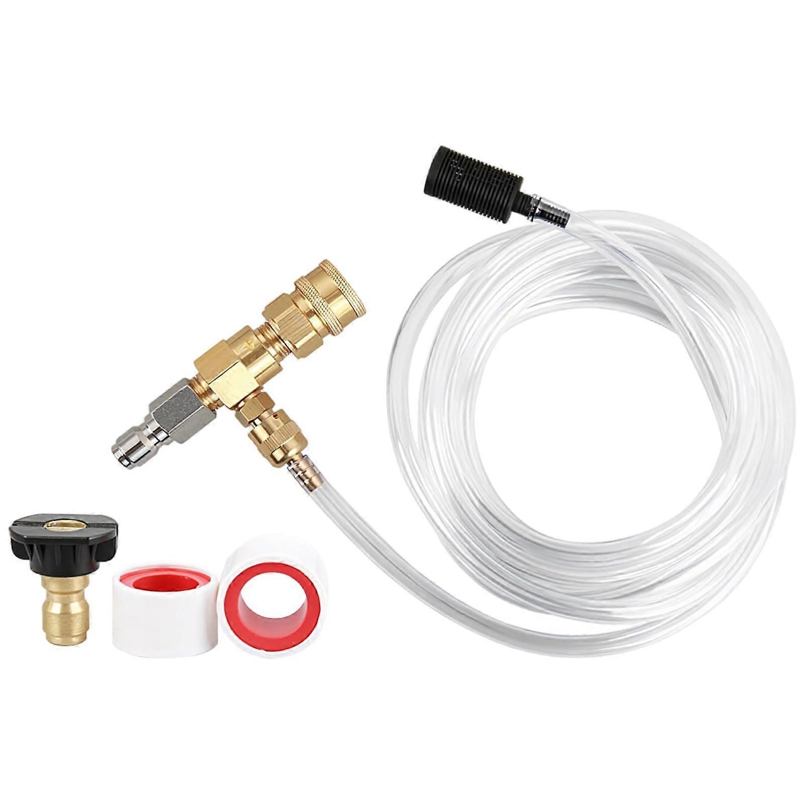 Pressure Washer Adjustable Detergent Injector with 9.8ft Hose and Cleaning Accessories Set