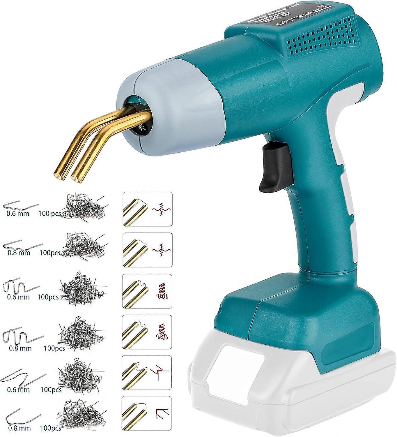 Cordless Plastic Welder Gun Compatible with Makita 18V Battery with 600PCs Hot Staples Plastic Welding Kit for Car Bumper and other plastic Repairing