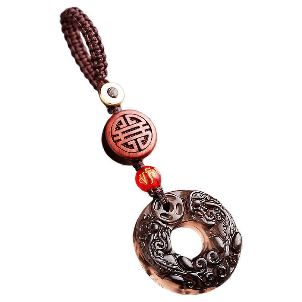 Amulet Key Design Double Pi Yao Car Keychain Obsidian Good Luck Charm Feng Shui Wealth Amulet Travel Accessory 1Pcs