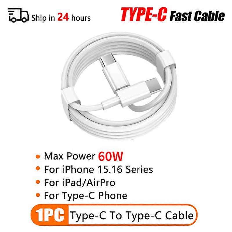 PD 60W USB C to Type C Fast Charging Cable for Apple iPhone 11 13 14 15 16 Pro Max 12 Mini 6 7 8 Plus XS XR iPad USB A 2M Cable