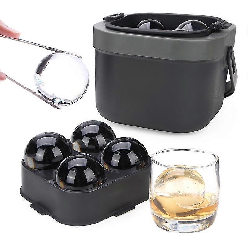 6CM High Transparency Ice Bucket, 4-Ball Silicone Ice Tray Mold, New Product, High Transparency Ice Balls, Homemade Large Ice Cubes, Easy