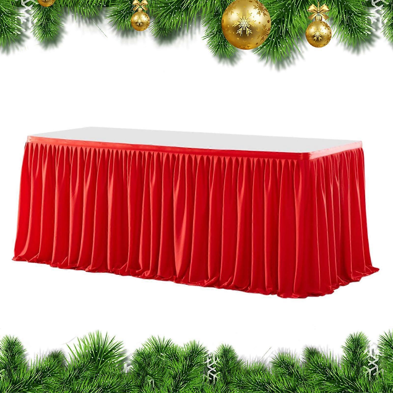 Decorative Table Skirt for Rectangular and Round Tables, 6ft/9ft Fabric Roller