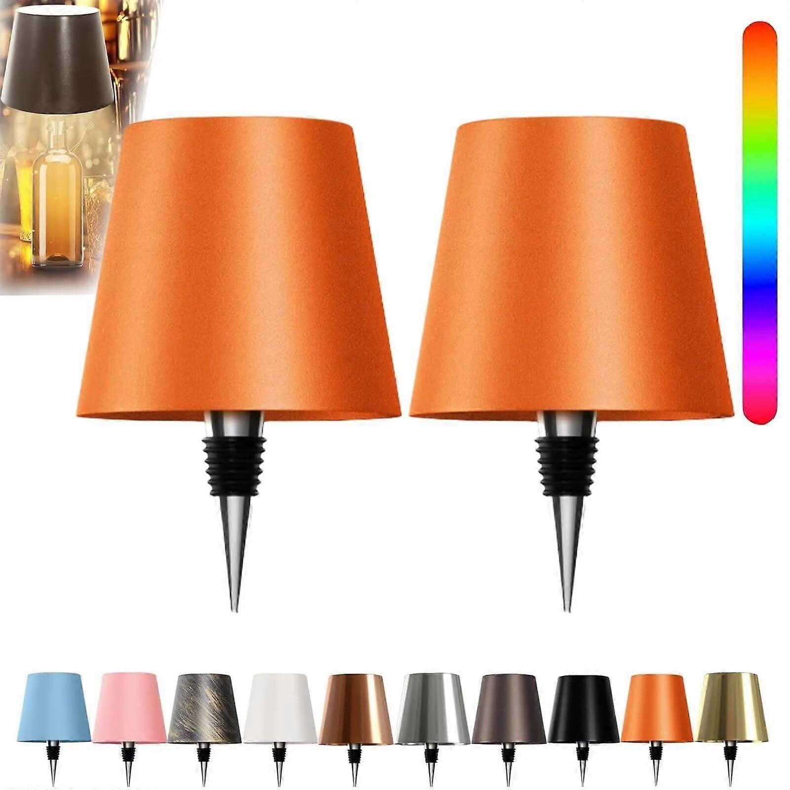 Wireless Bottle Lamp 2Pc LED Light RGB 3Color Stepless Dimming Touch Cordless Lamp Bar Decor Orange