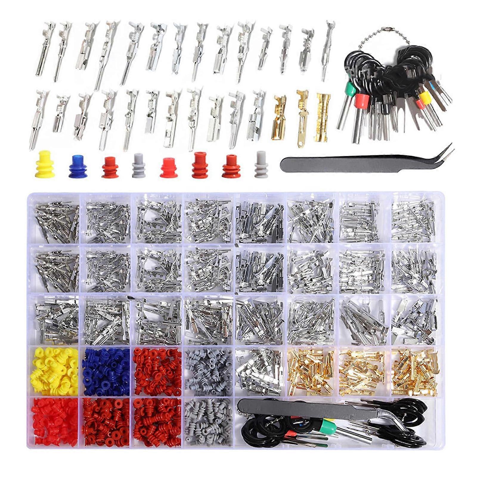 950Pcs 1/1.5/1.8/2.2/2.8/3.5mm Connector Pin Terminals Automotive Pin Connector with Terminals Removal Tool Enduring Multicolor