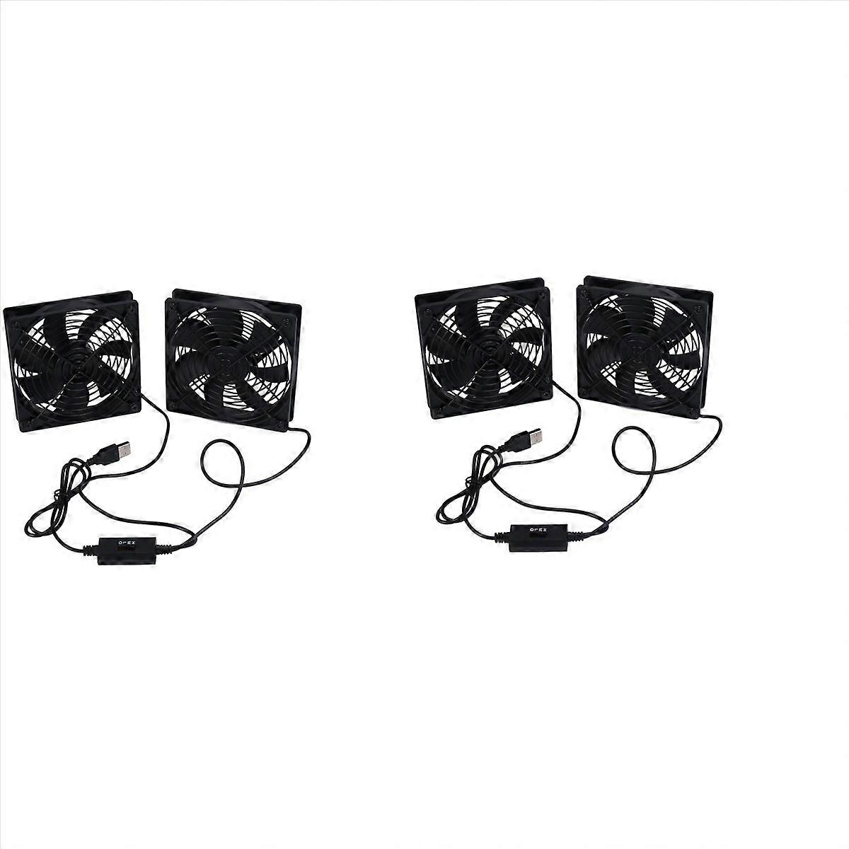 2X Dual 120mm 5V USB Powered PC Router Fans with Speed Controller High Airflow Cooling Fan for Route