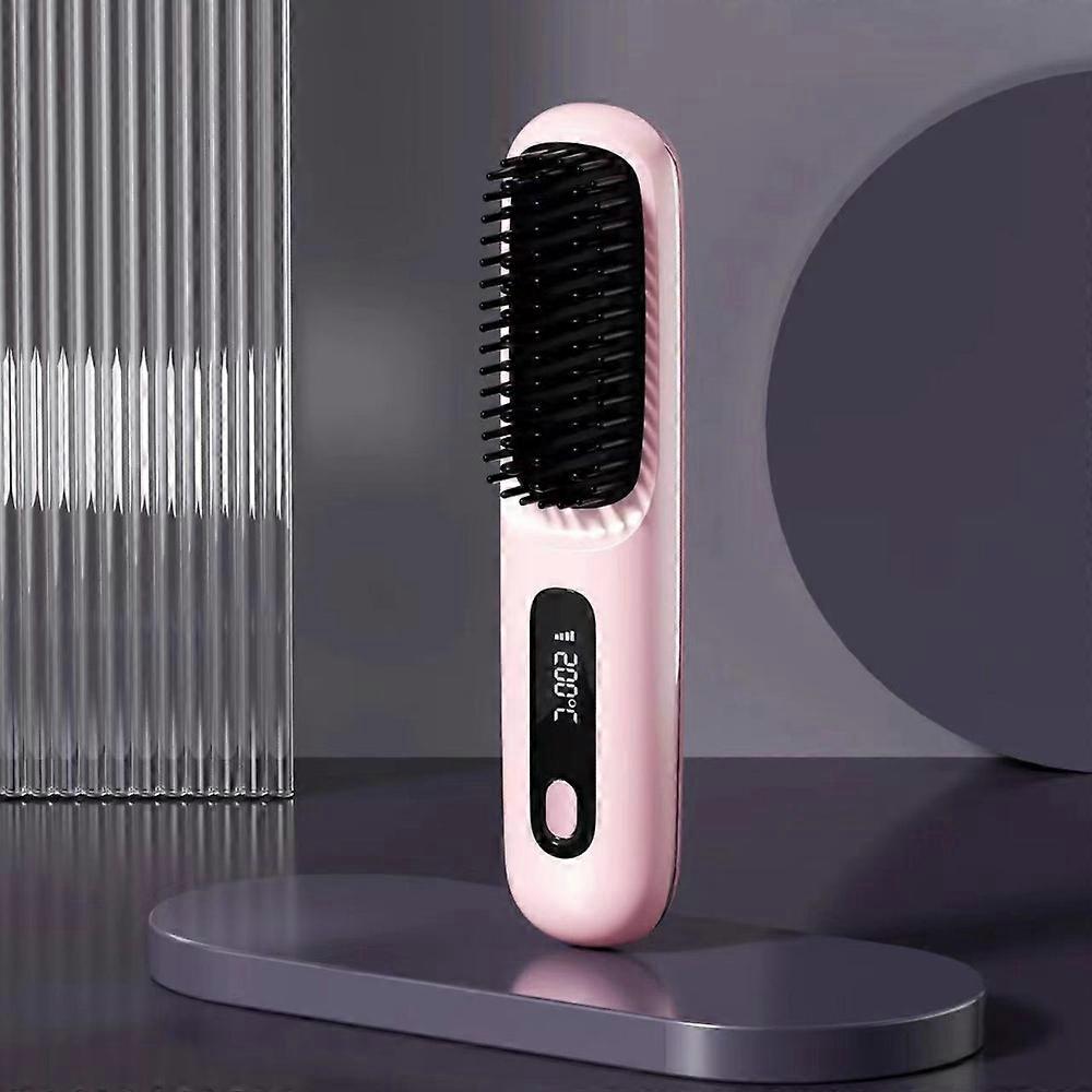 3 Temperature Settings Electric Hair Straightener Brush Anti-Scald Protection Dual-Function Operation Negative Ion Styling Tool