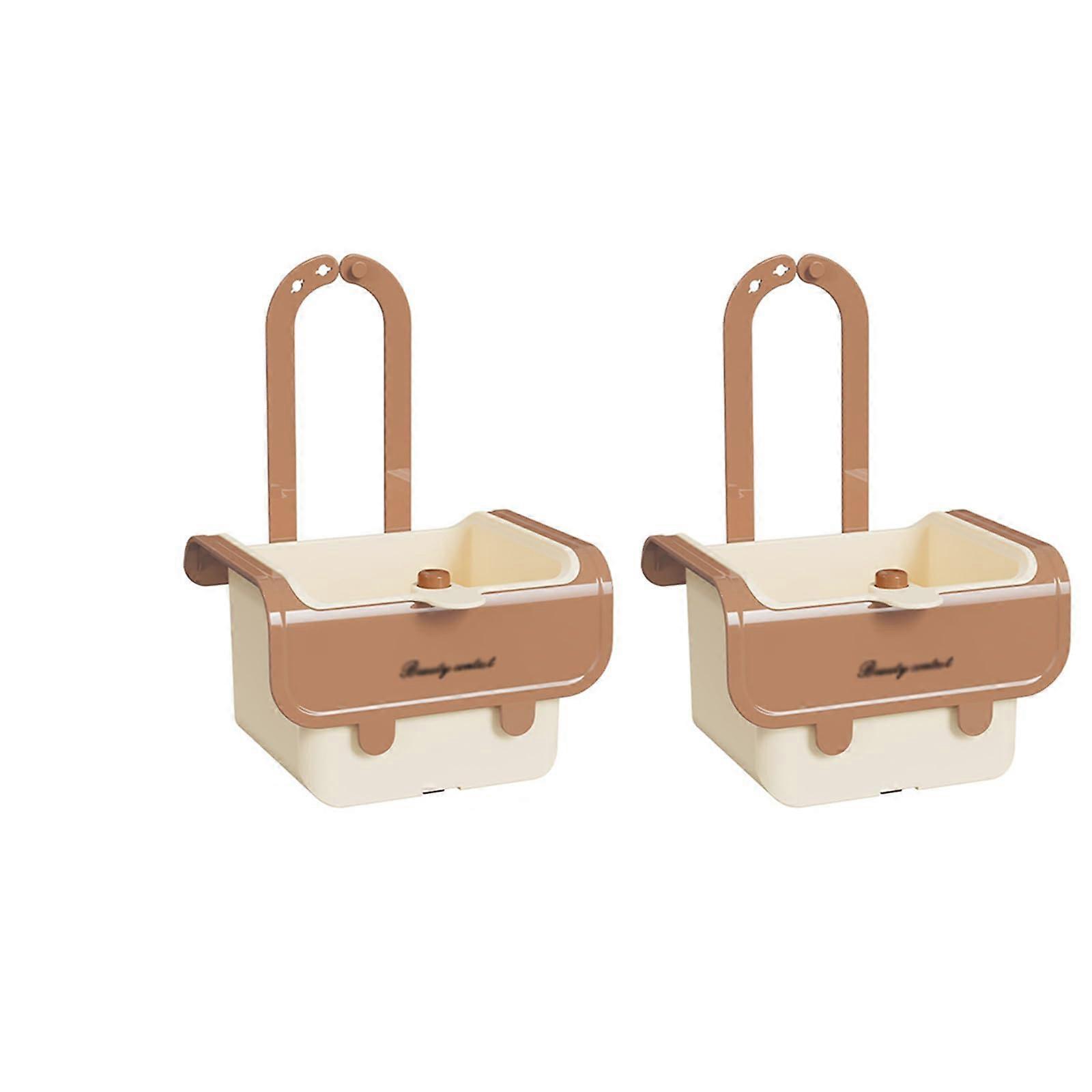 Kitchen Sink Strainer Basket with OneTouch Lid, Removable Mesh, Faucet Hanging Caddy 2 Khaki