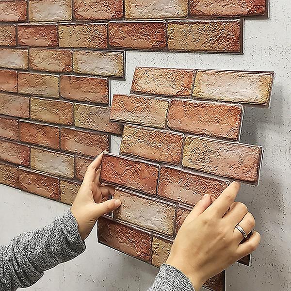 10/20pcs 3d Tile Brick Wall Sticker Self-adhesive Waterproof Pvc Panel Wallpaper