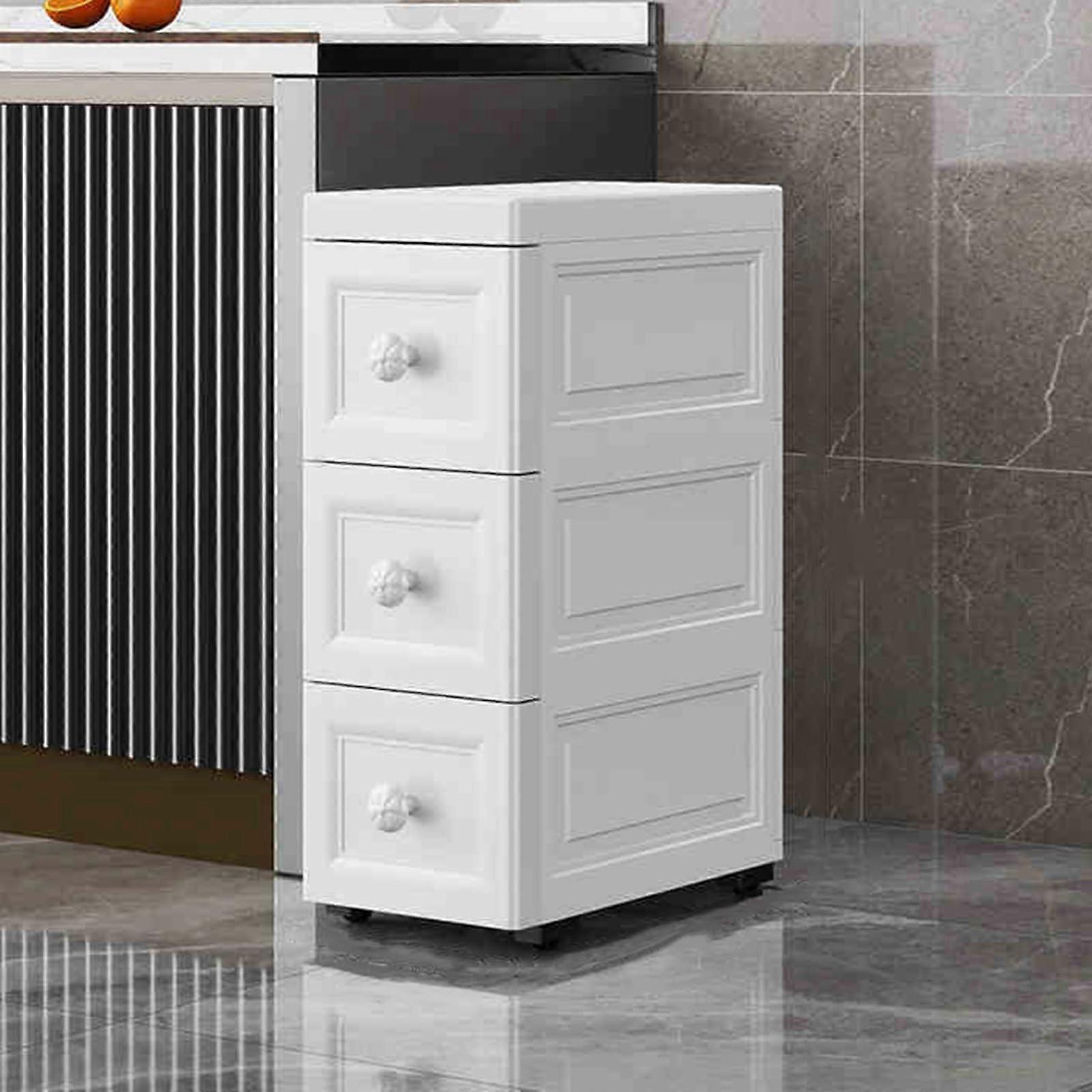 Narrow Bathroom Cabinet on Wheels 3Layer, 15cm, SpaceSaving Storage for Home Kitchen Office, Easy to Clean, Compact for Small Spaces