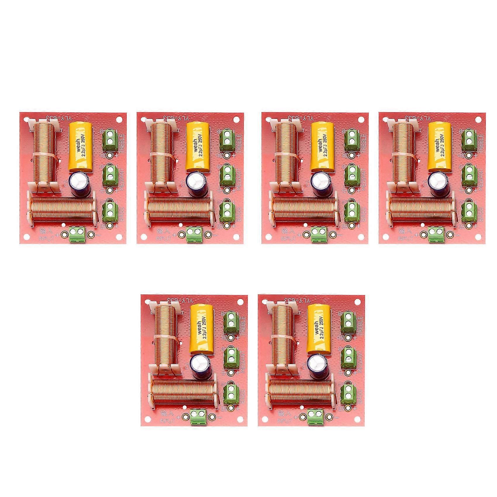 6Pcs 200W 3 Way Audio Speaker Crossover Treble + Midrange + Bass Independent Crossover Speakers Filter Frequency Divider