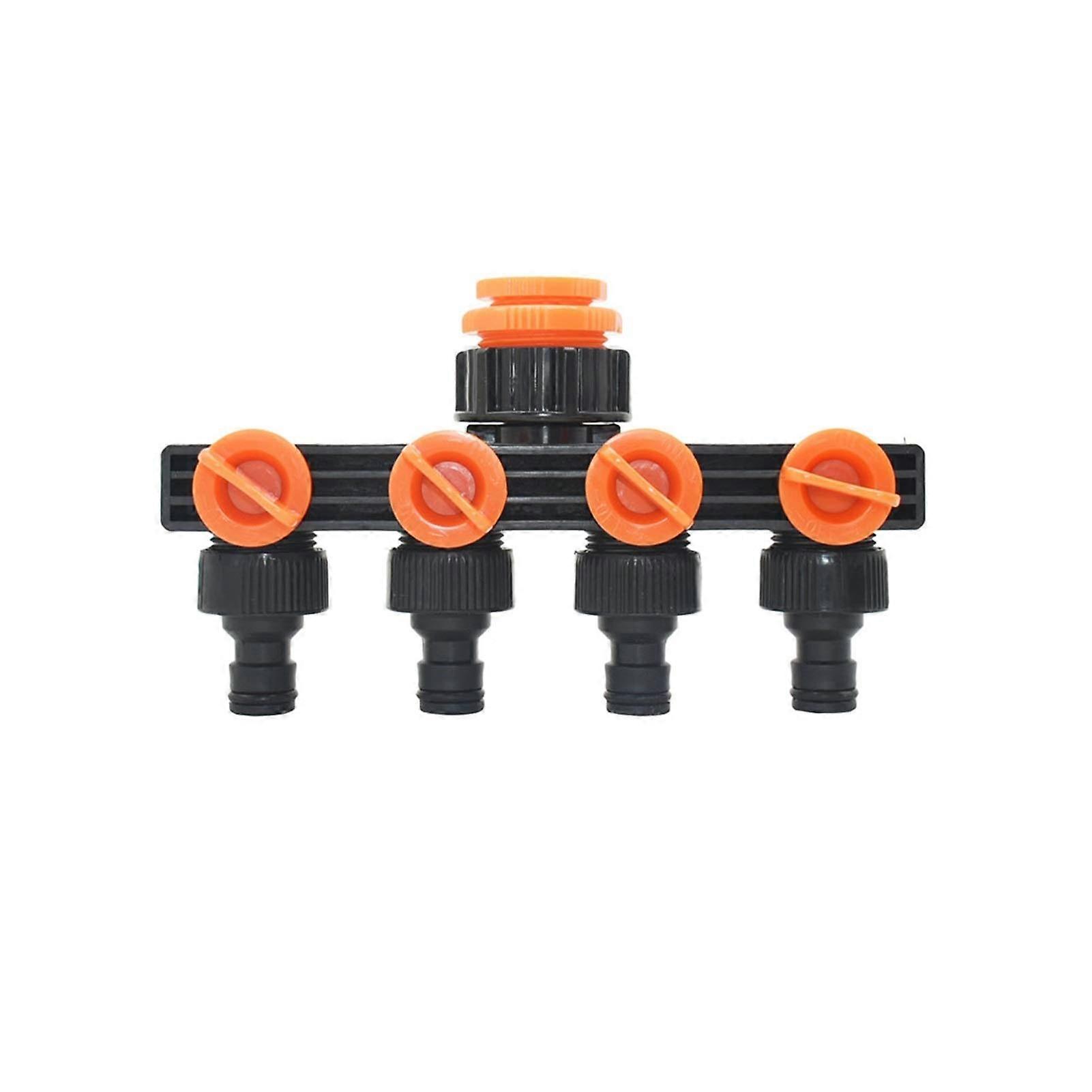 Garden Hose Splitter 4 Way Connector with Independent Valves Corrosion Resistant for Irrigation