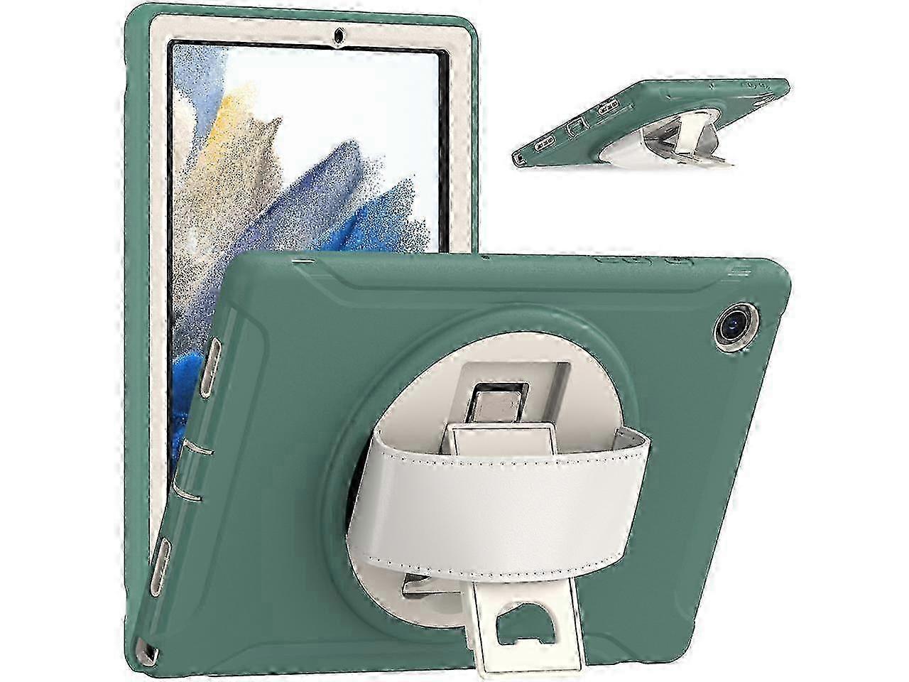 Galaxy Tab A8 Case 10.5 Inch 2022 (SM-X200/X205/X207), Rugged Heavy Duty Shockproof Case with Hand Strap Rotating Kickstand Protective Cover Case for