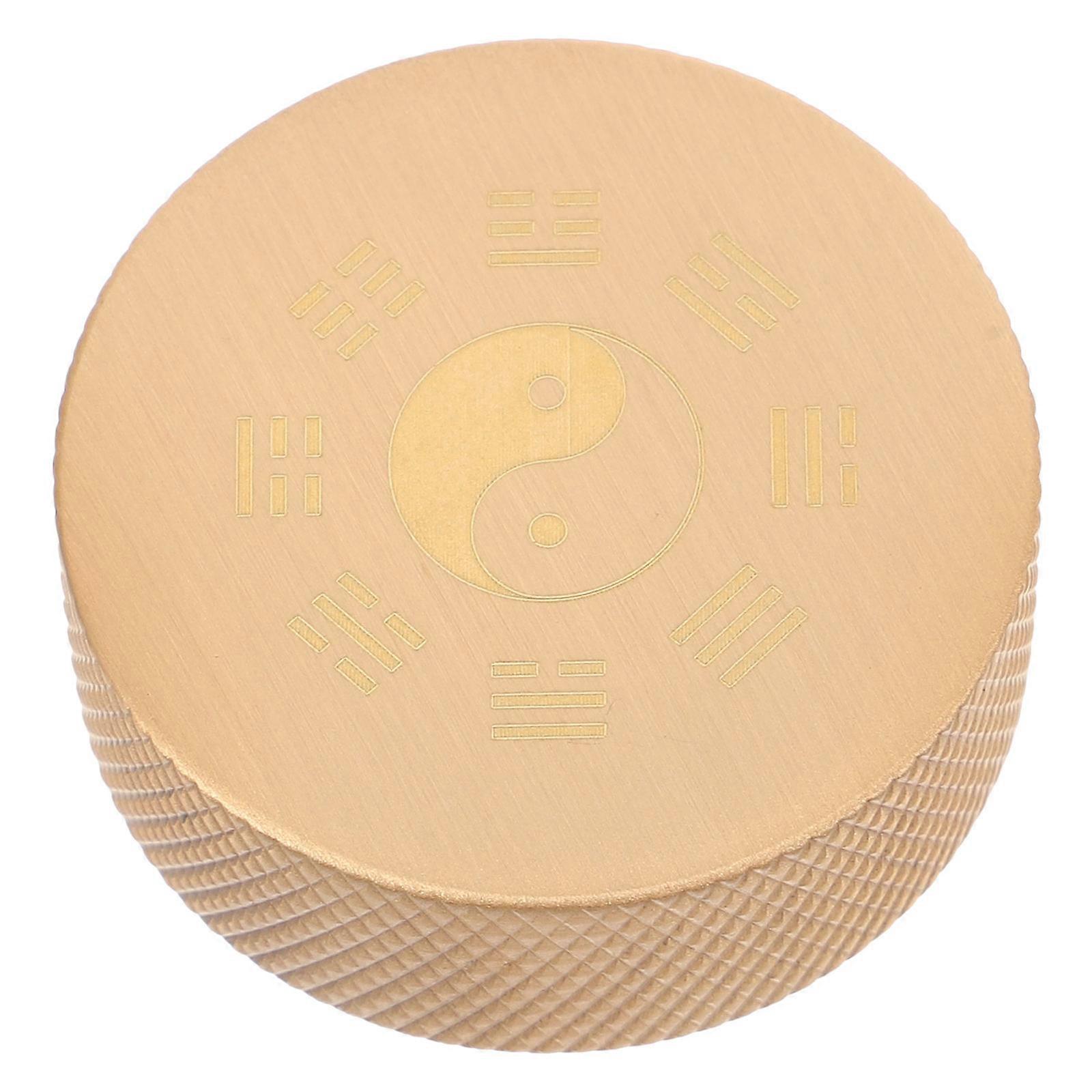 Brass Paperweight Round Block for Paper Stabilization Golden Solid Material
