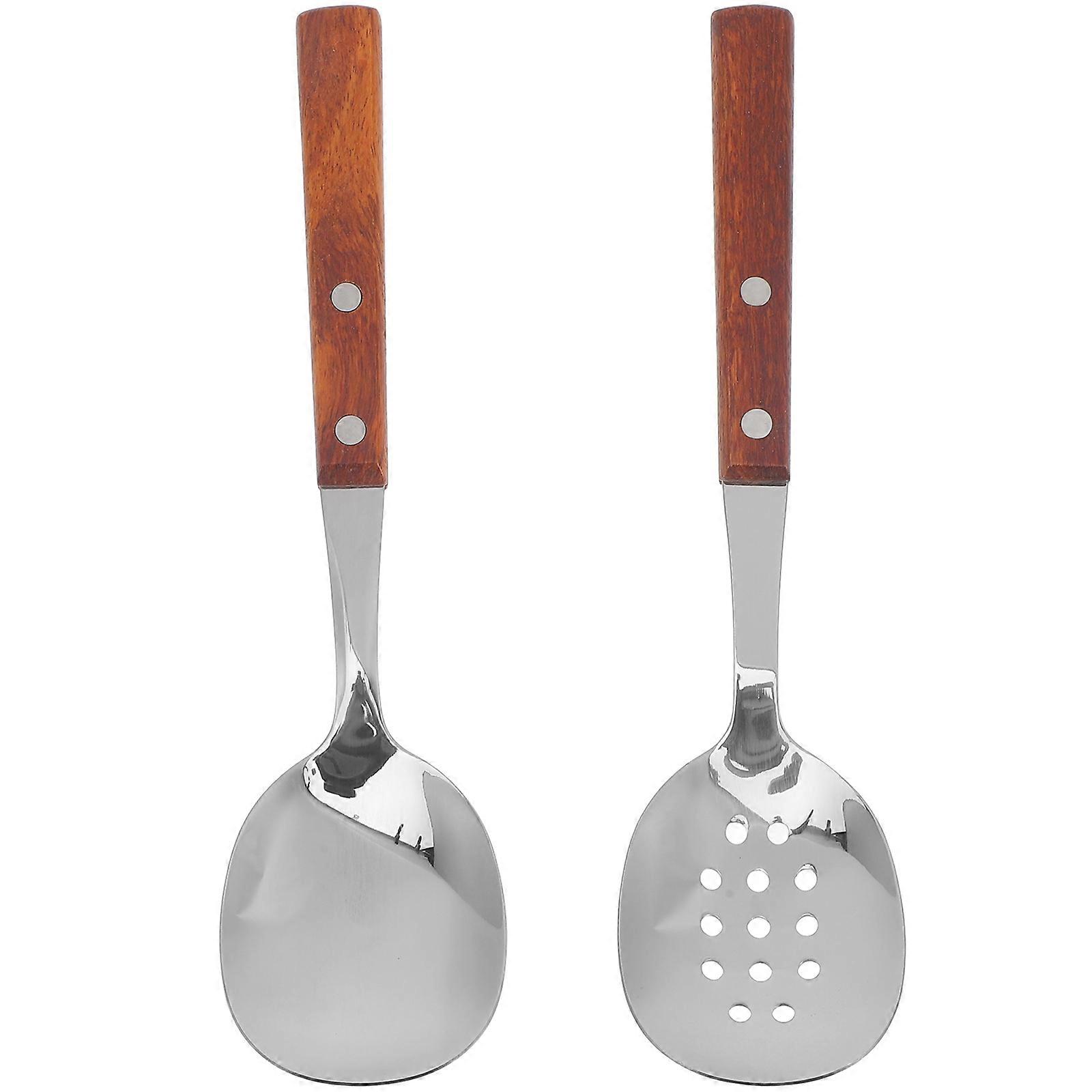 Buffet Serving Spoon Wood Handle Spoon for Kitchen Use 1Set
