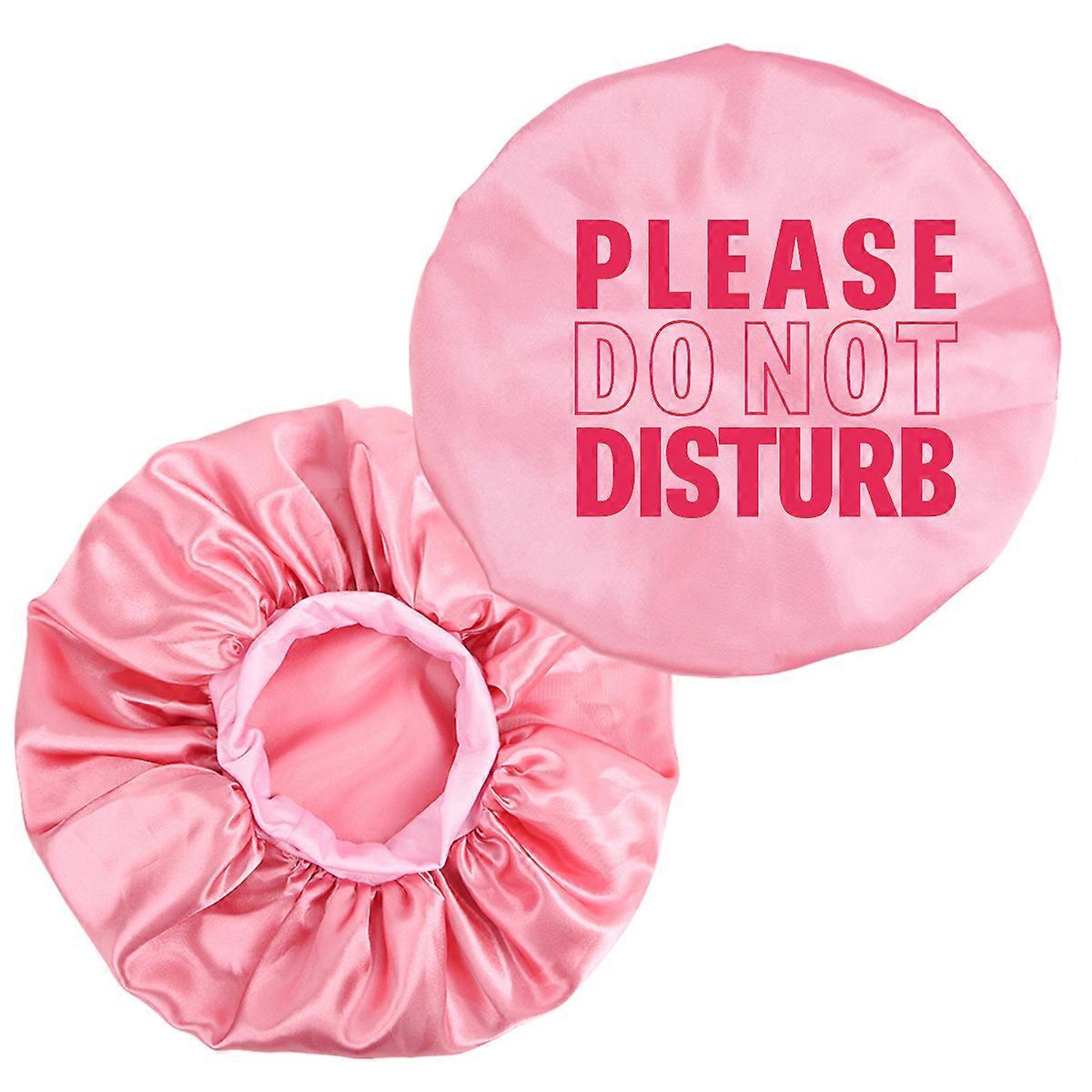 1pc Women's Satin Sleep Cap with Funny Words Print, Elastic Wide Brim Soft Bonnet for Sleeping and Daily Use, Protects Wig & Hai