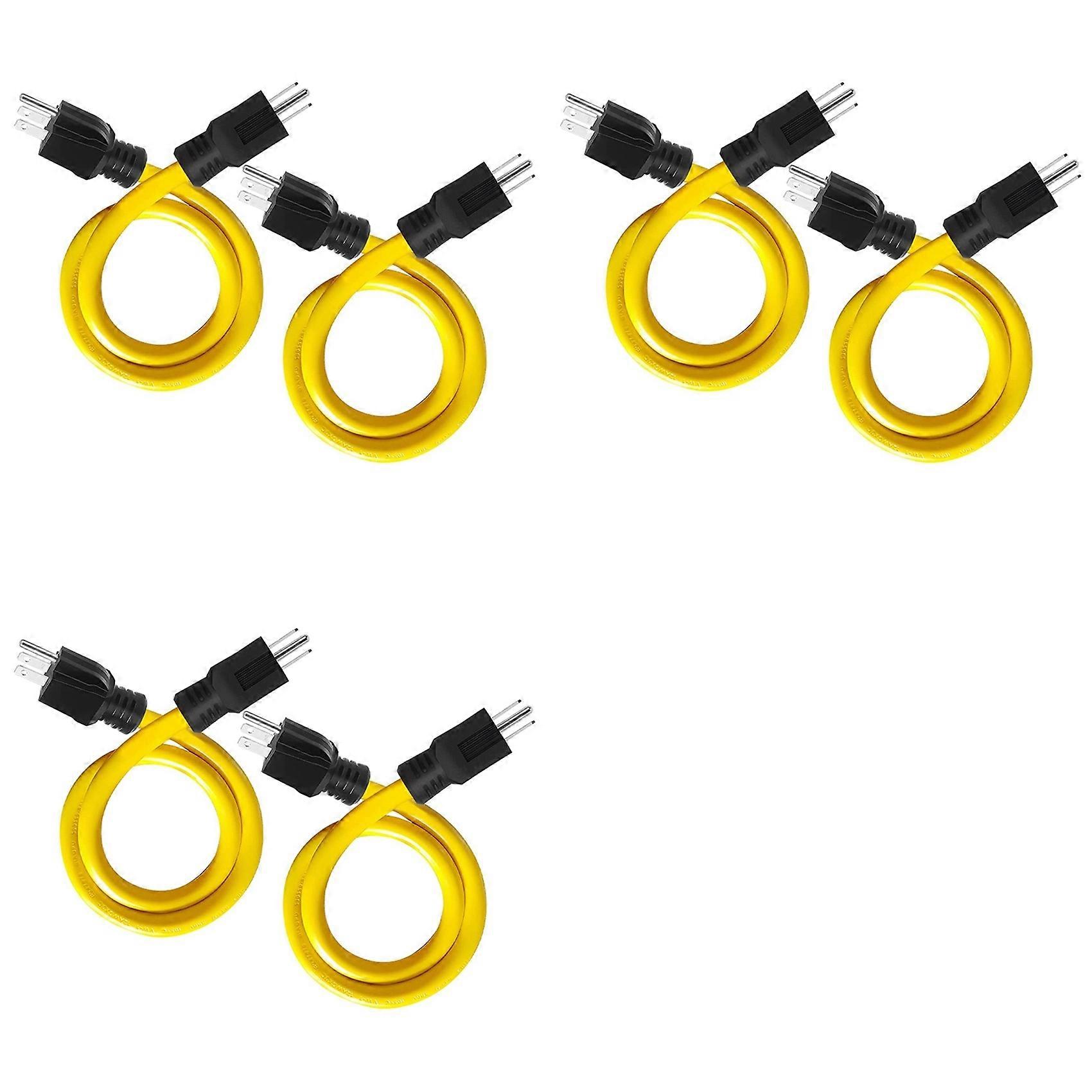 6pcs 2Ft 3 Prong Plug to Plug Double Male Extension Cord,12AWG 125V NEMA 5-15P to 5-15P Cord Adapter, RV