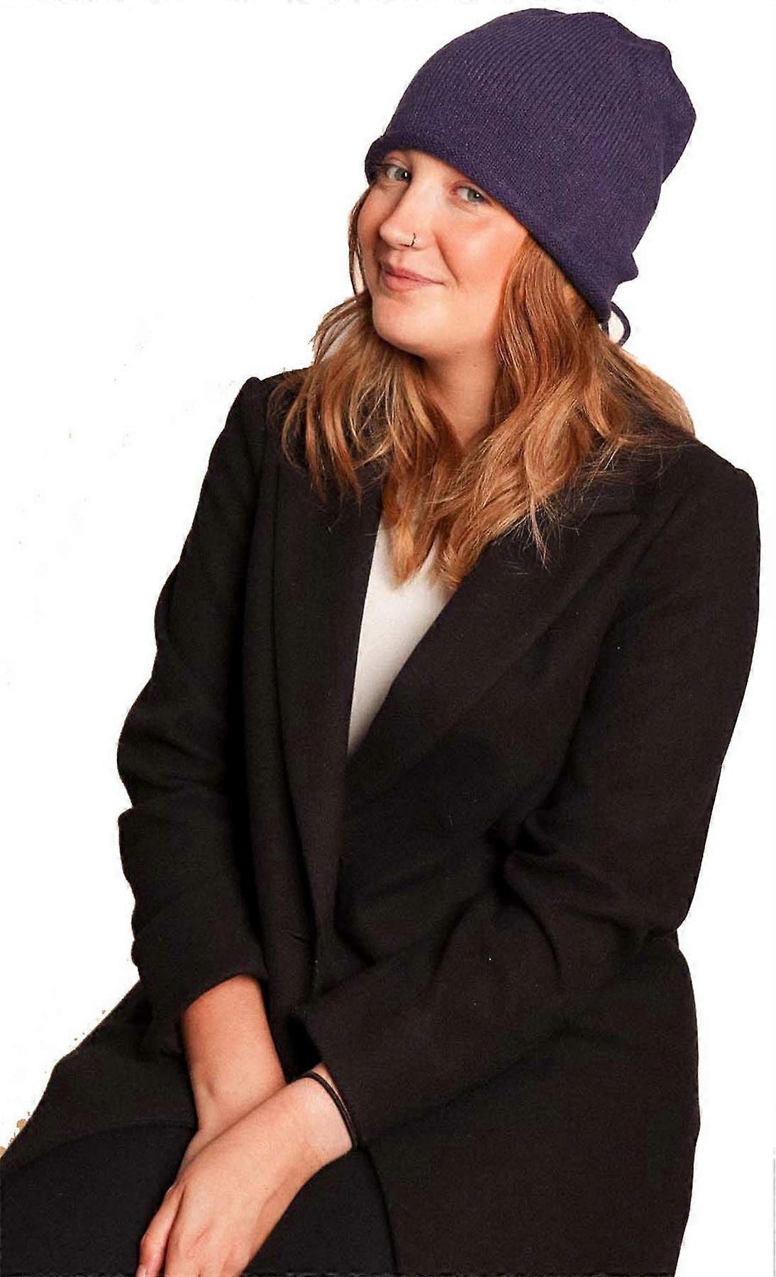 Zelly Ruched Back Beanie Hat - Navy