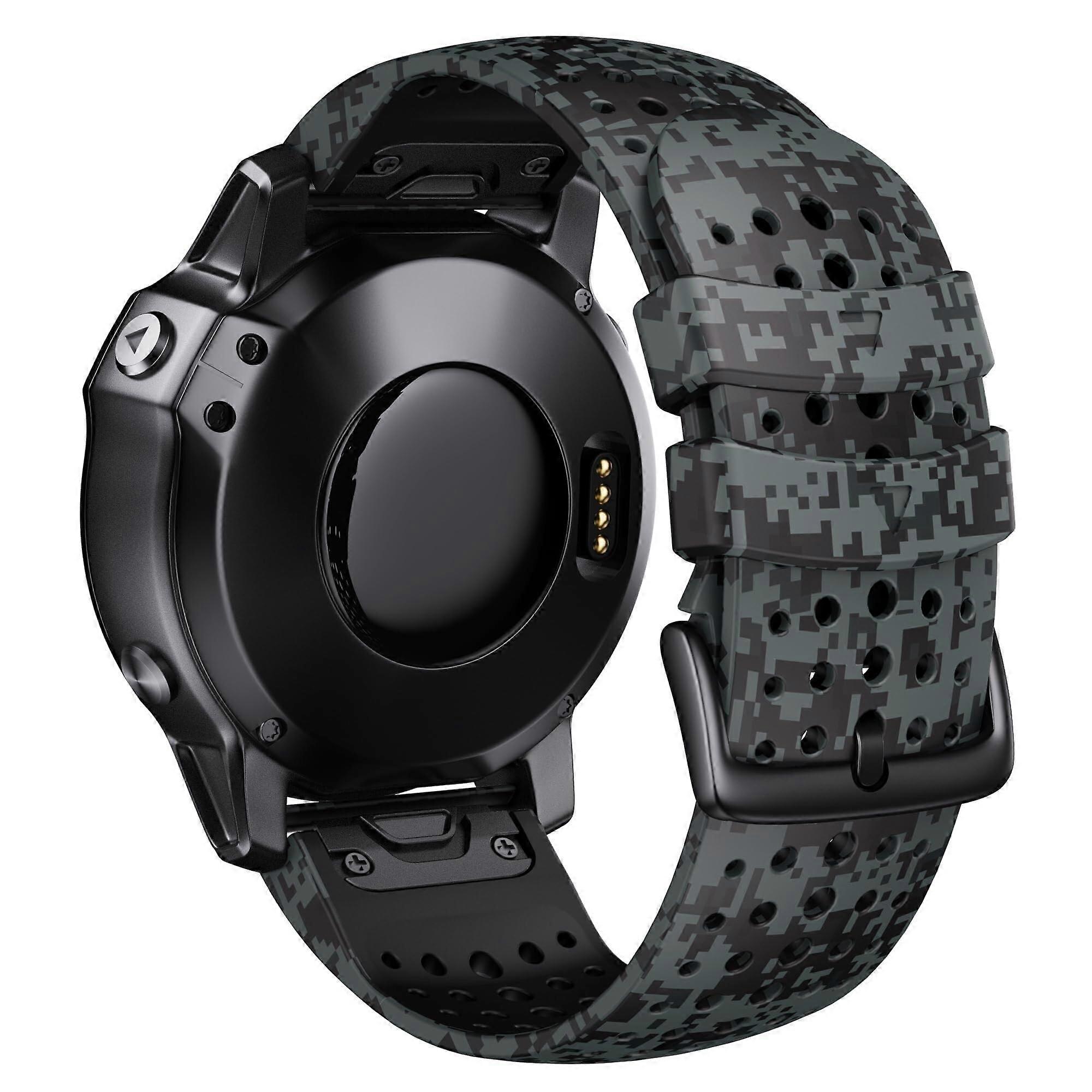 26mm Breathable Silicone Watch Band Strap for Garmin Fenix 7X 6X5X Enduro Tactix Digital Camo