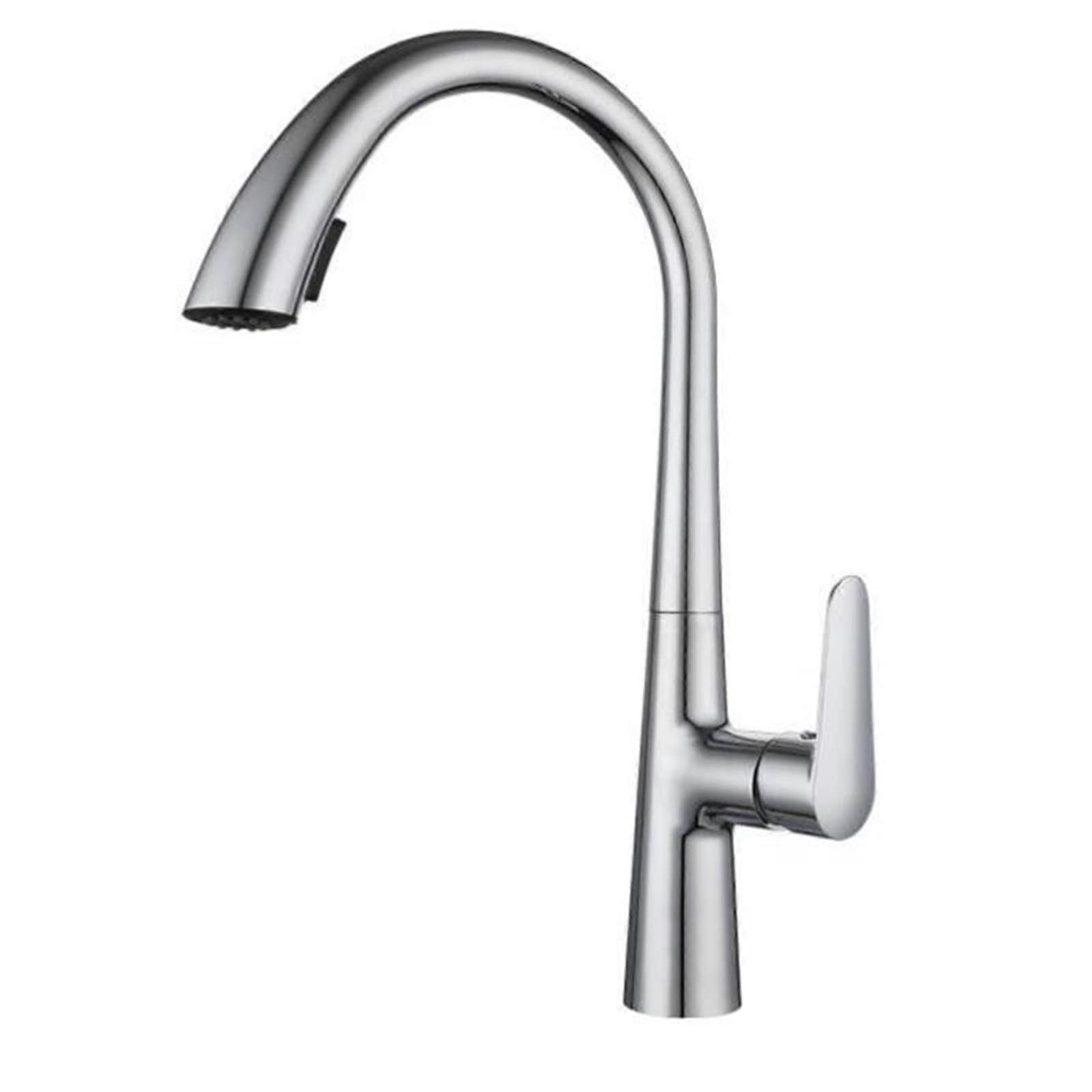 Pull Down Kitchen Faucet 360° Swivel Brass Sink Tap with Pull Out Sprayer Hot and Cold Mixer Grey