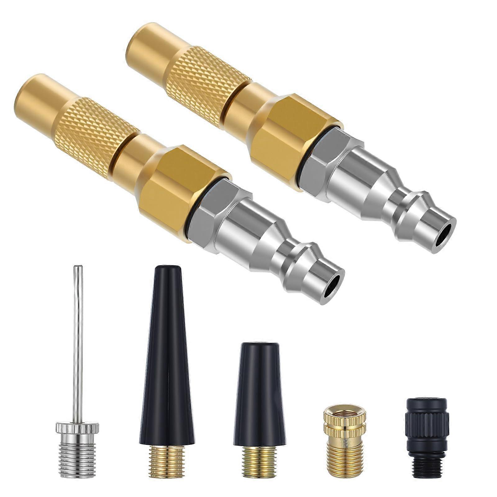 2 Pcs Heavy Duty Brass Tire Inflator Adapter Set with LeakProof Quick Connect for Schrader Valve