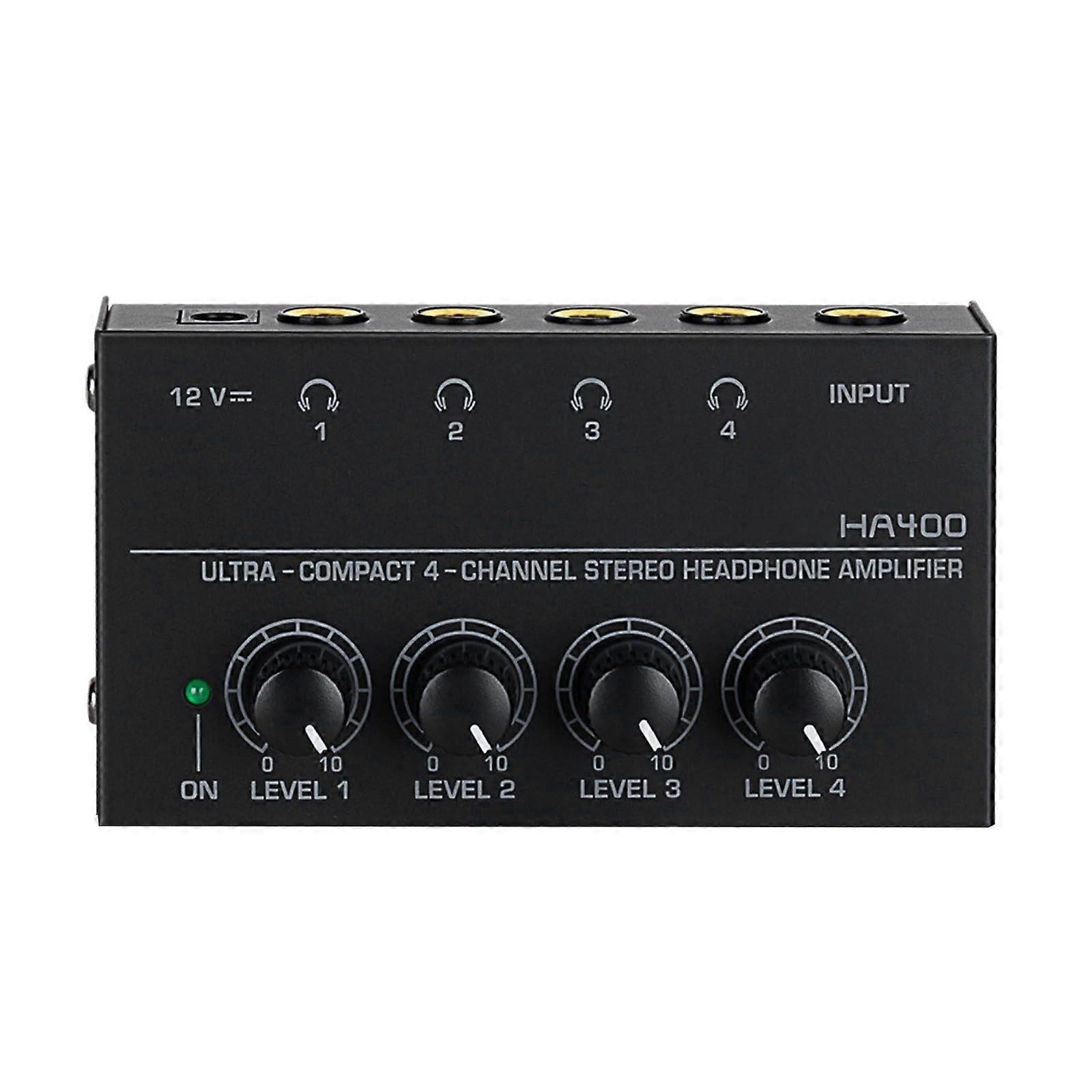 DC 12V 4 Channel Stereo Headphone Amplifier with Independent Volume Control and 6.35mm Outputs Ref: 2153