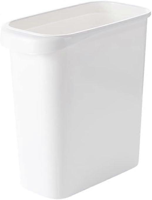 Small Rectangular Trash Can with Hidden Bag Ring, Slim Plastic Waste Bin for Kitchen Bathroom