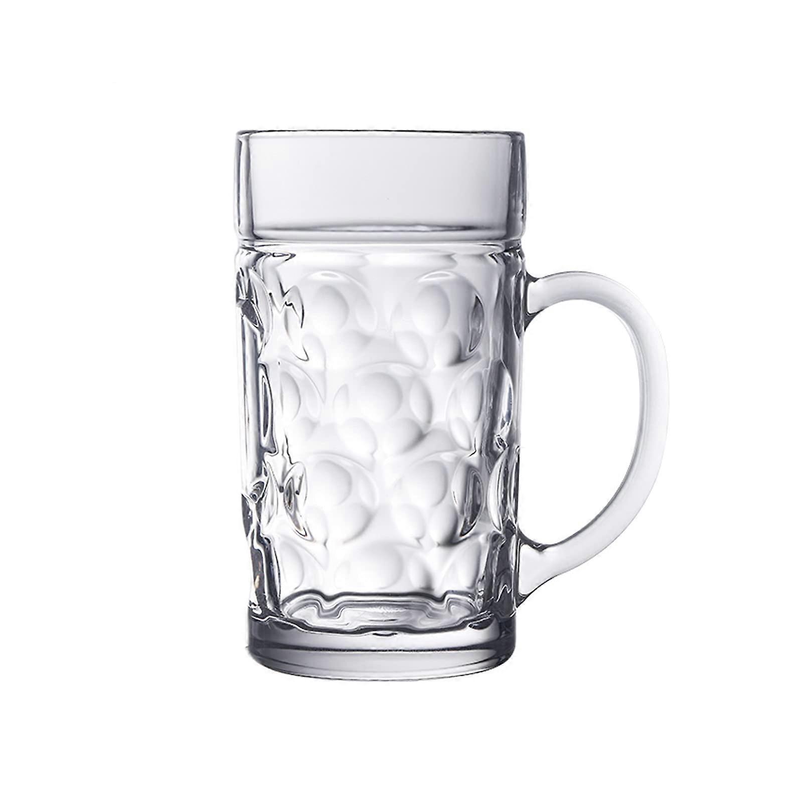 Large 560ml Beer Mug with Ergonomic Handle and AntiSlip Glass Beer Stein for Home and Bar
