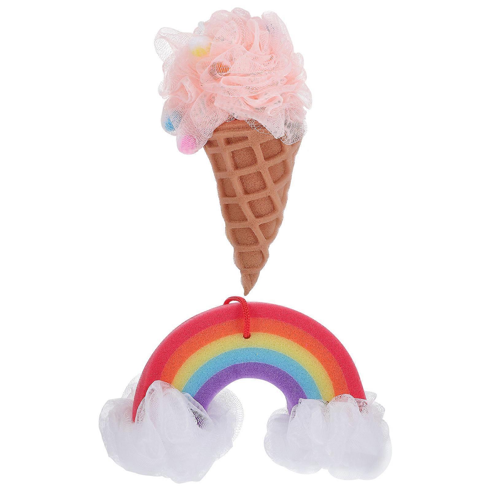 Rainbow Bath Ball Shower Accessories Set for Bathing Use 4Pcs Assorted Colors