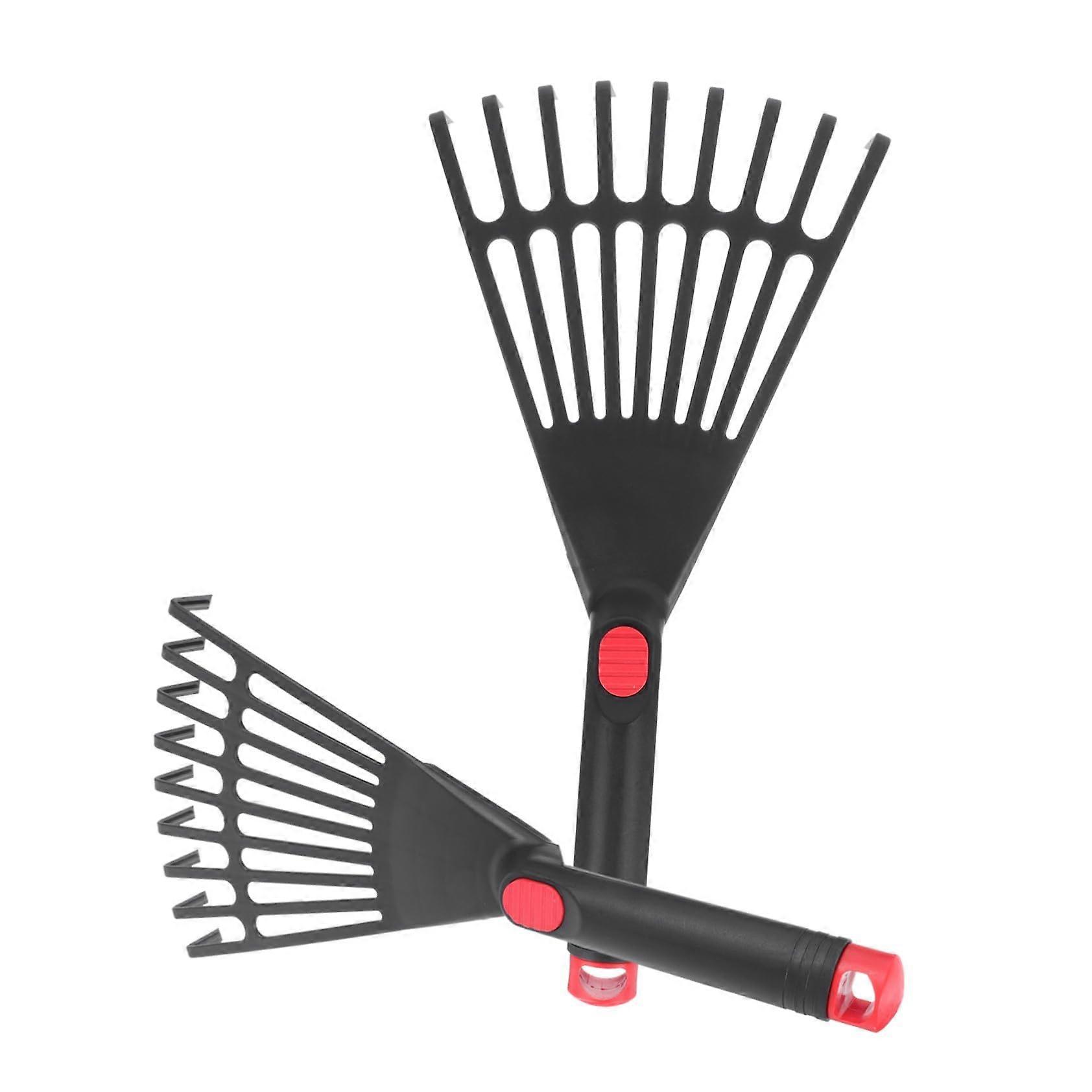 2Pcs Plastic Garden Rake Set for Lawn and Soil with Acute Tines, Lightweight Leaf Rake Tool